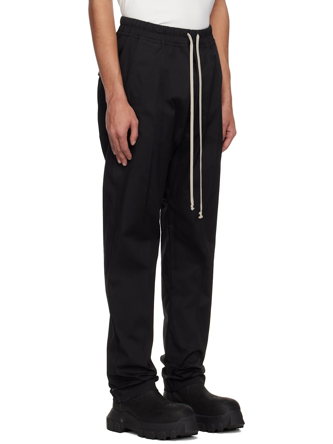 Black Hollywood Drawstring Long Trousers - 2