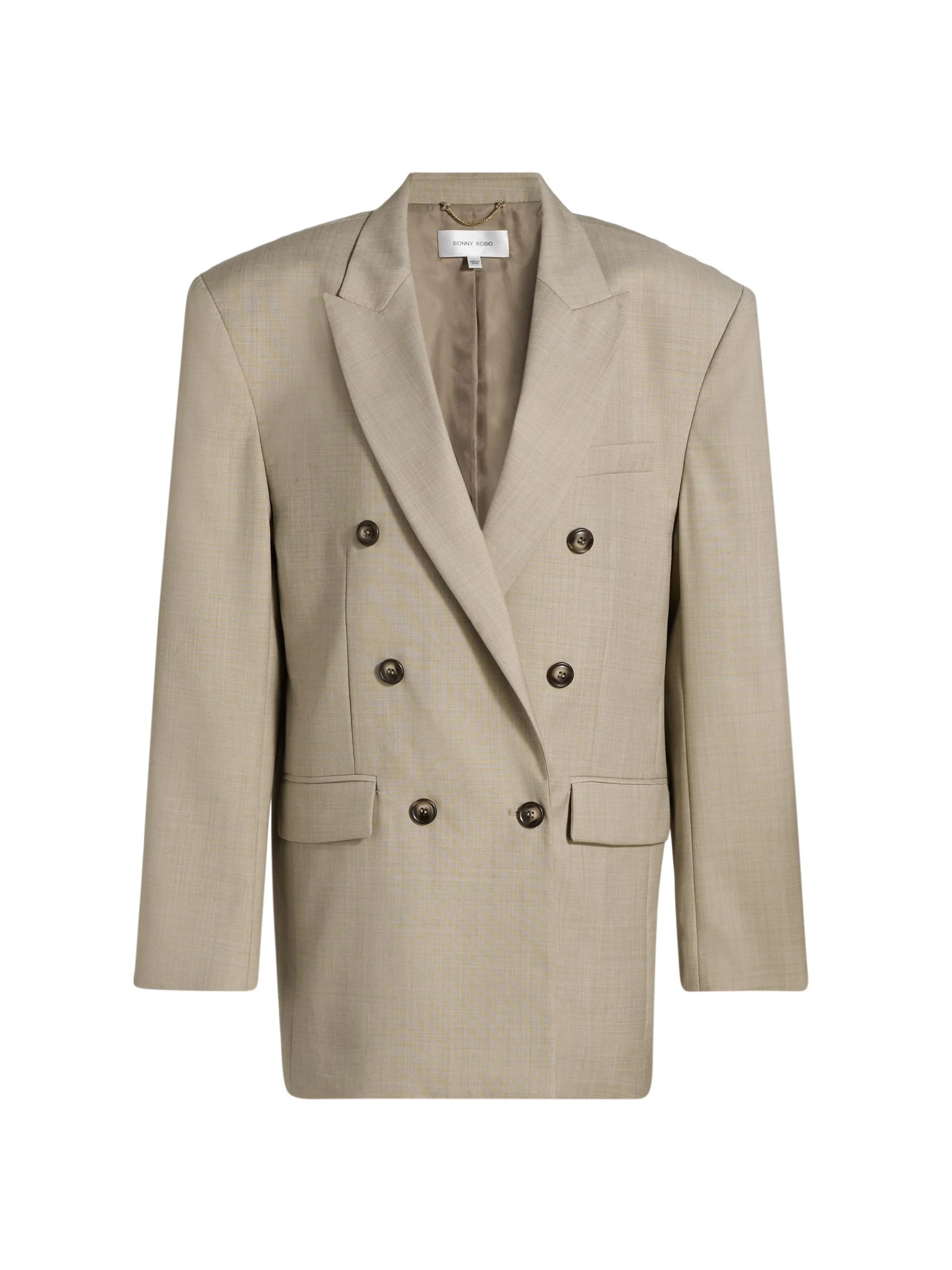Women's 1988 Double-Breasted Wool-Blend Blazer - Crosshatch Taupe - 1