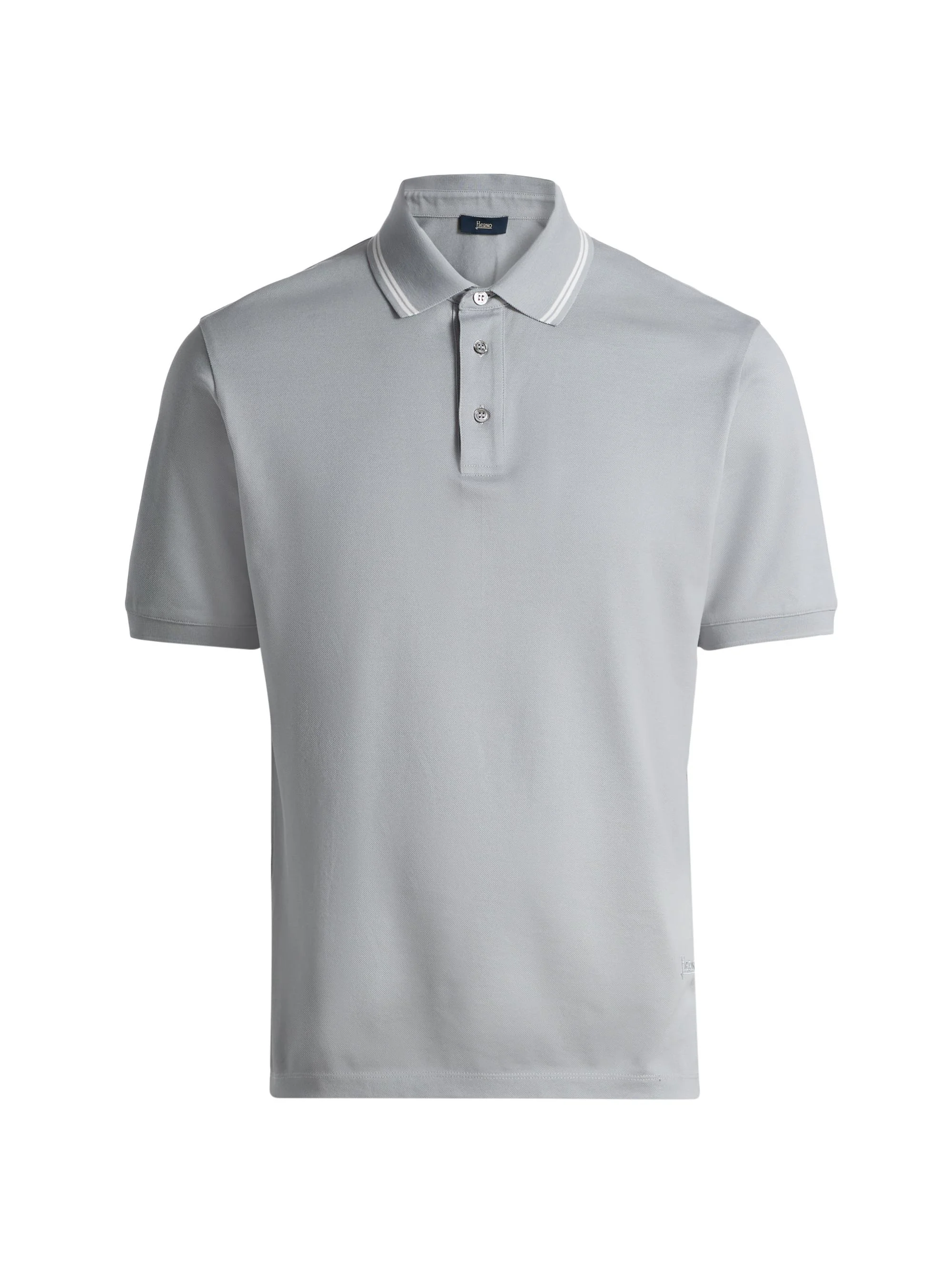 Men's Knit Cotton Polo Shirt - Pearl Grey - 1