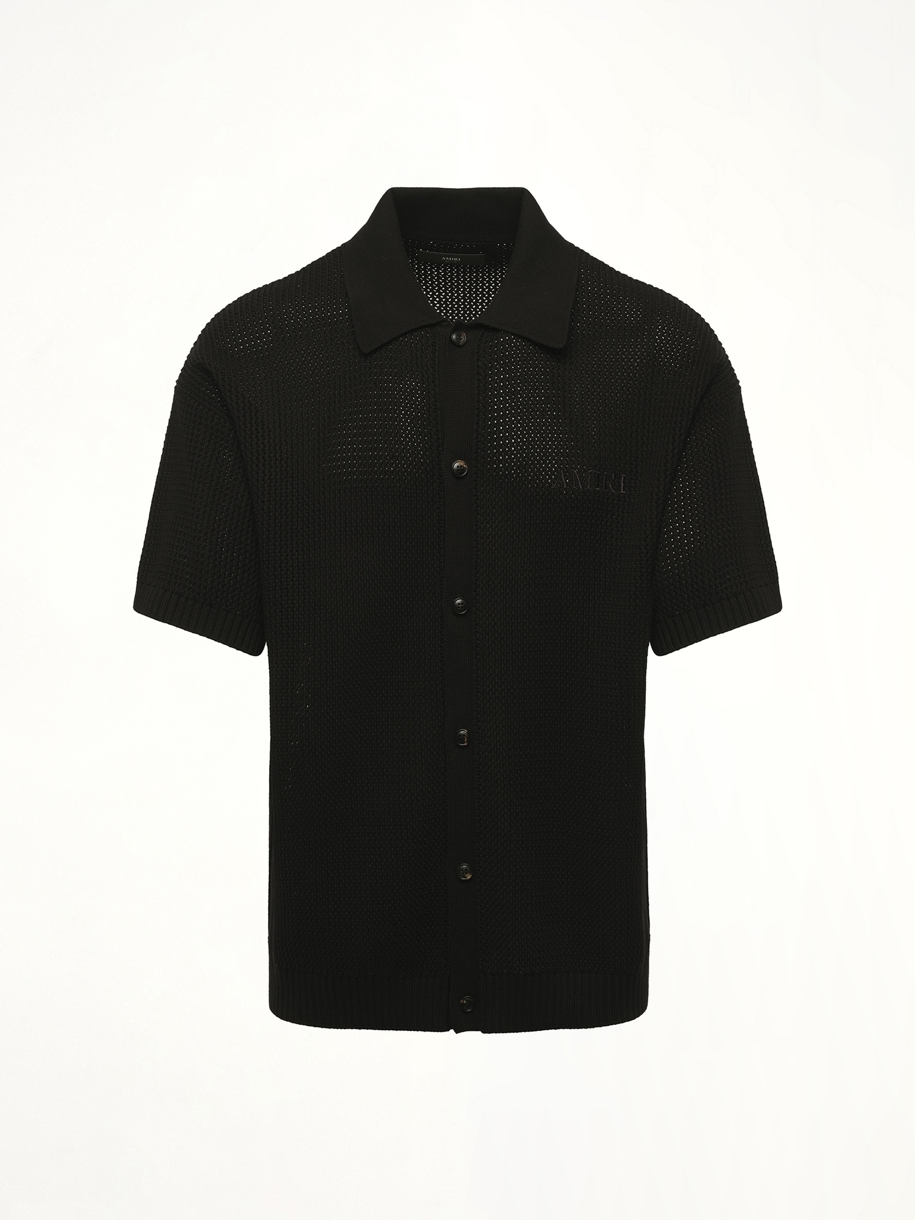 Amiri Crochet Mesh Shirt in Black - 2