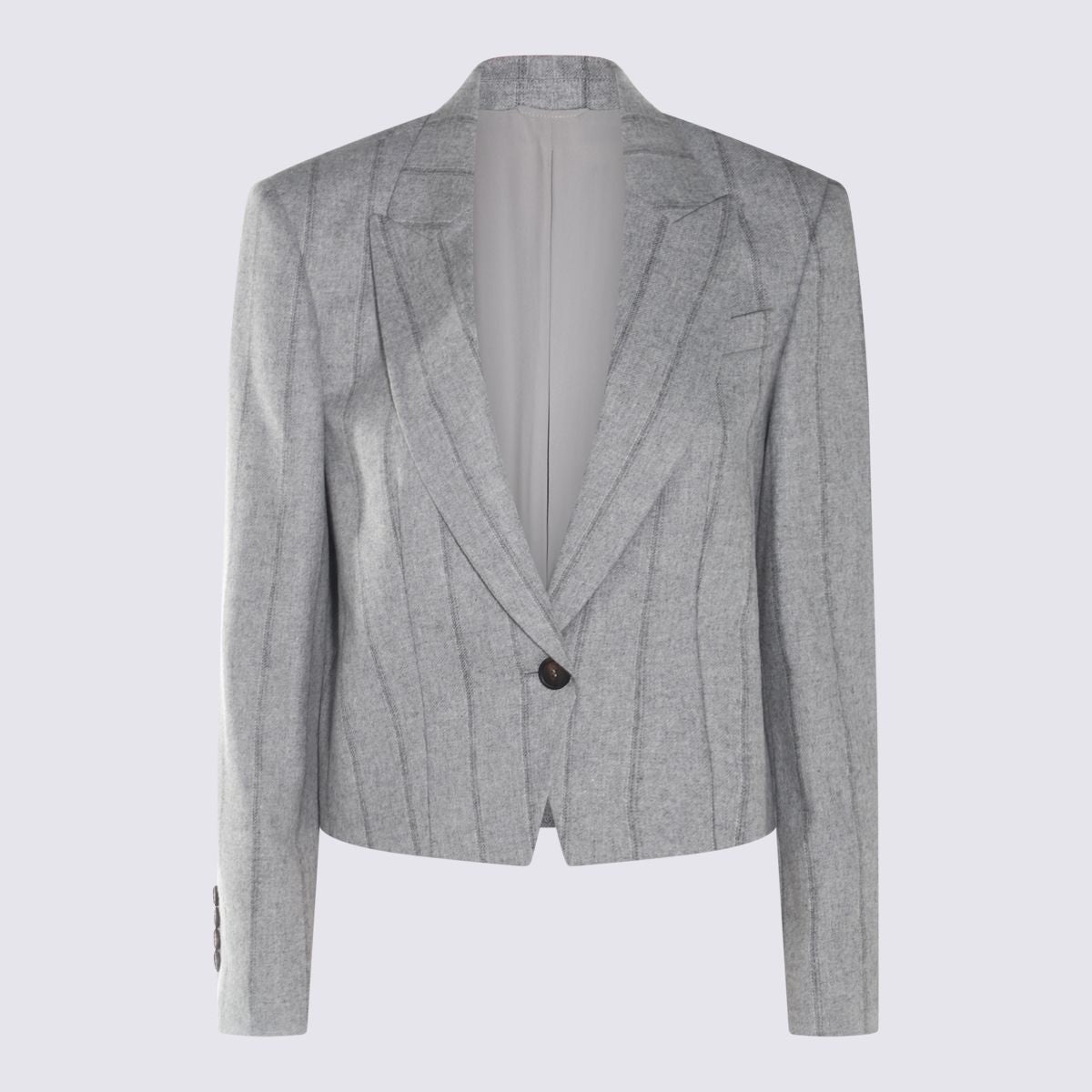 Brunello Cucinelli Striped Cropped Blazer With Monili - 1