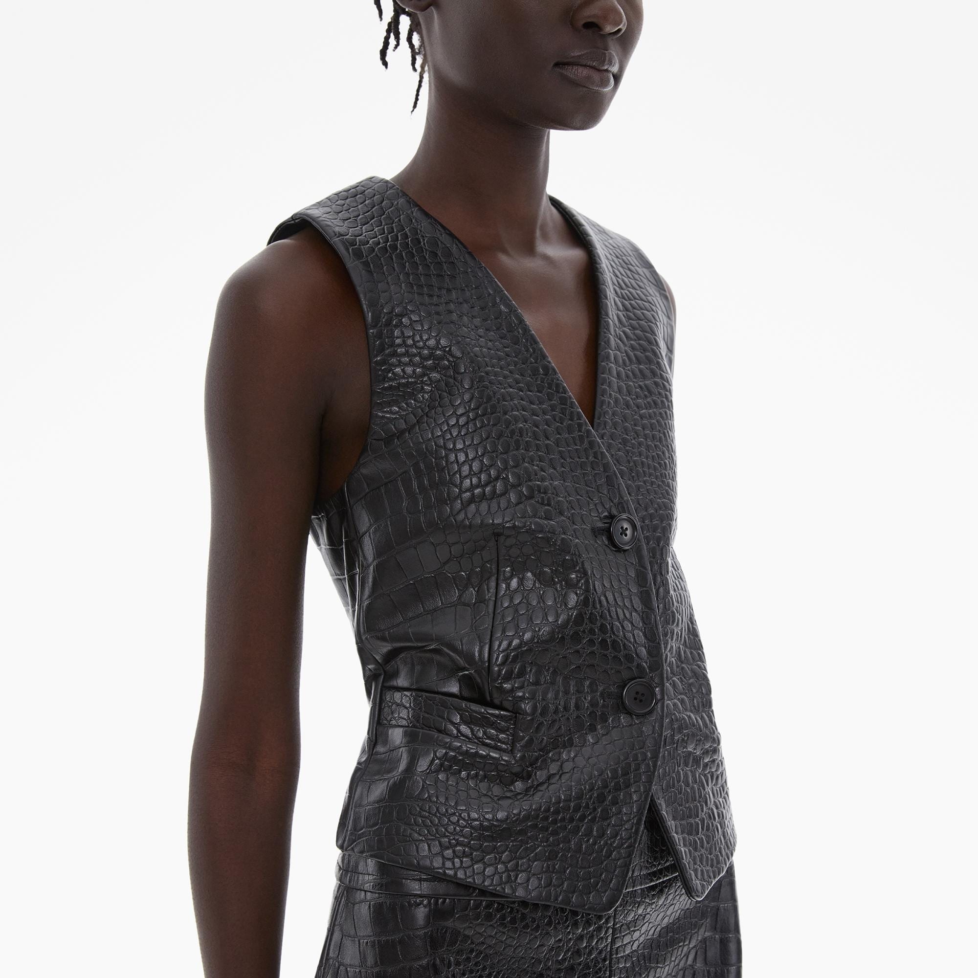 EMBOSSED LEATHER TUXEDO VEST - 6