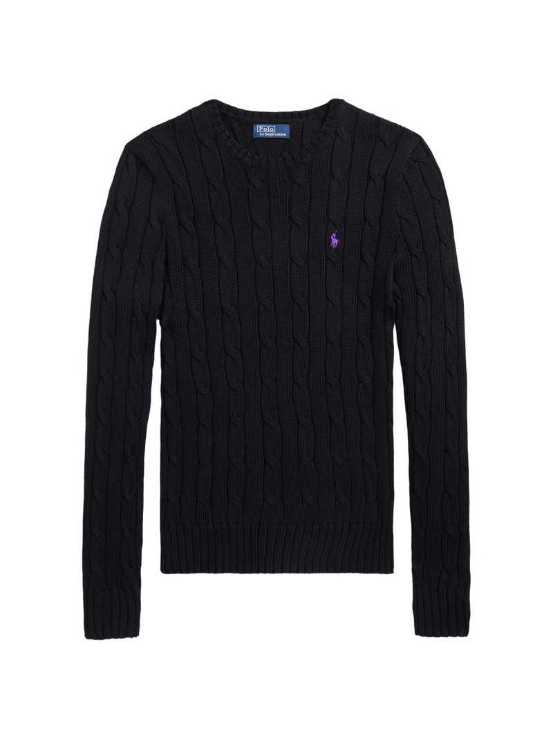 Women's Julianna Cable-Knit Pima Cotton Sweater - Polo Black 1