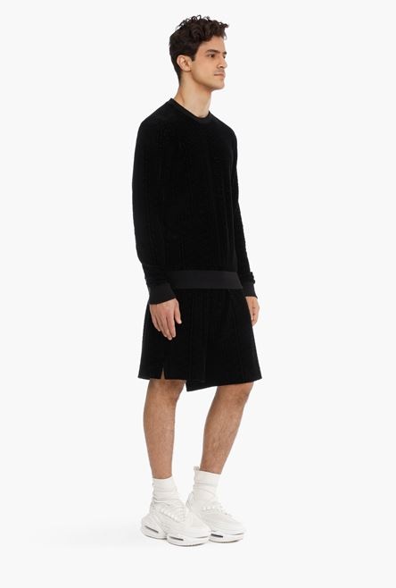 Black sweatshirt with embossed velvet Balmain monogram - 7