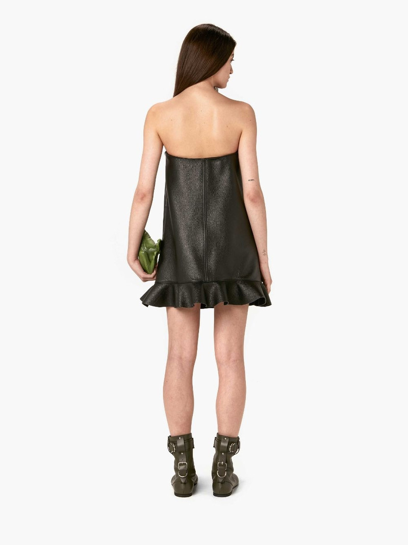PADLOCK STRAP RUFFLED LEATHER BUSTIER DRESS 3