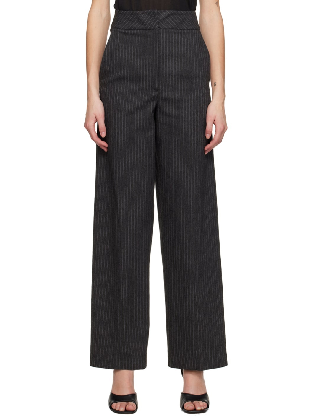 Gray Curved Stitched Trousers - 1