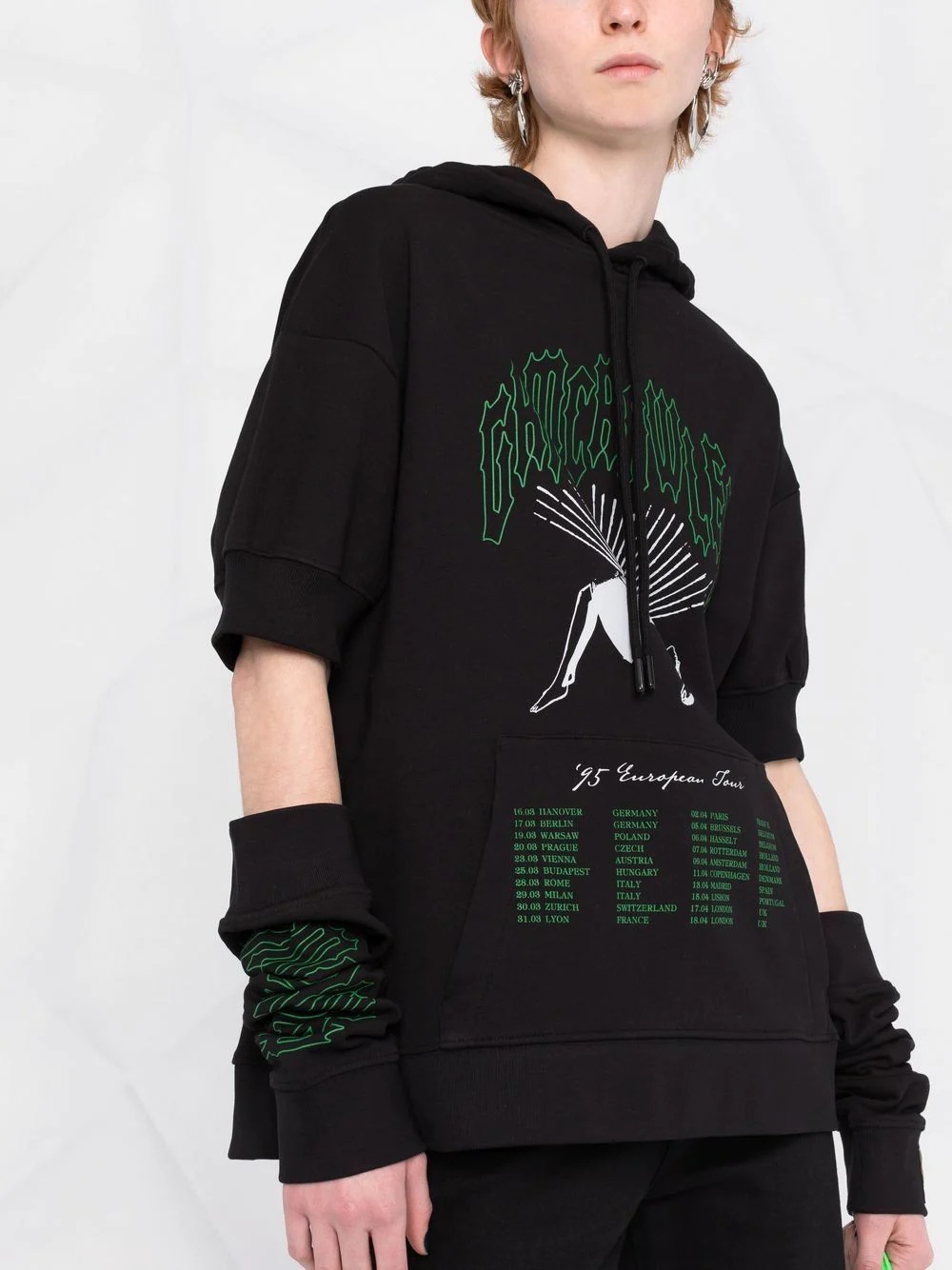 graphic-print detachable-sleeve hoodie - 3