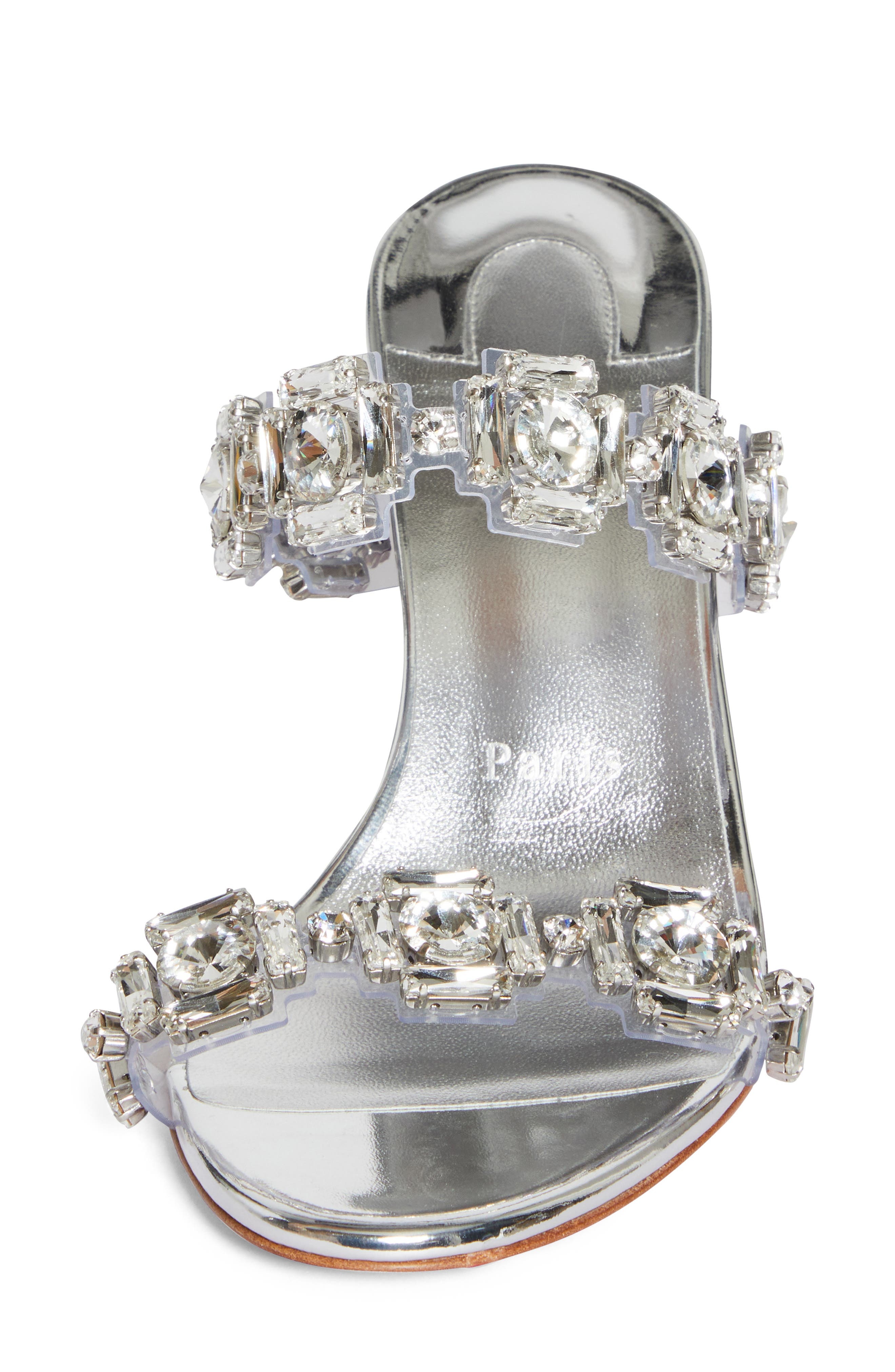 Christian Louboutin Just Jewel Crystal Embellished Stiletto Sandal in Crystal/Silver at Nordstrom - 4