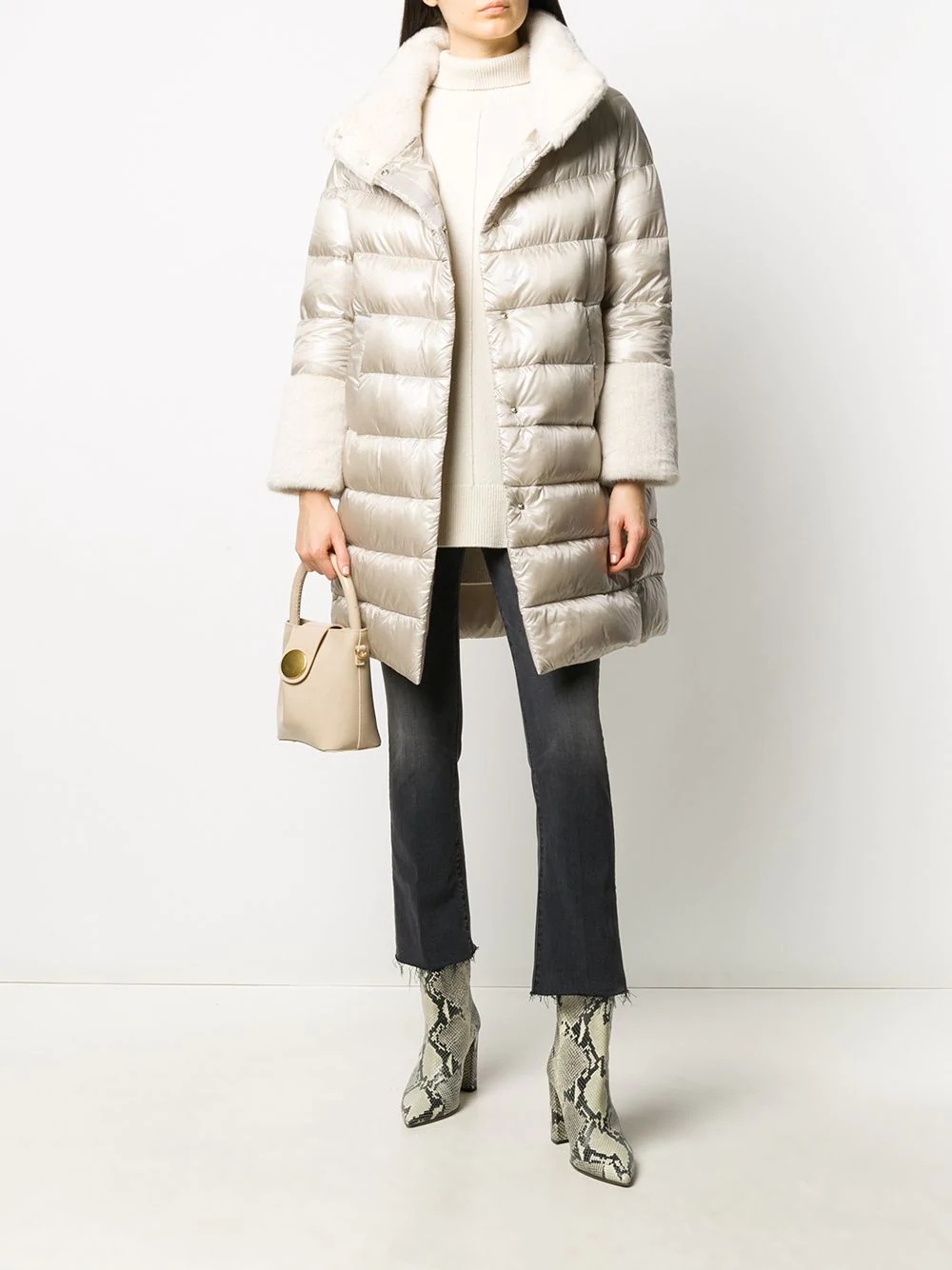 faux-fur collar padded coat - 2