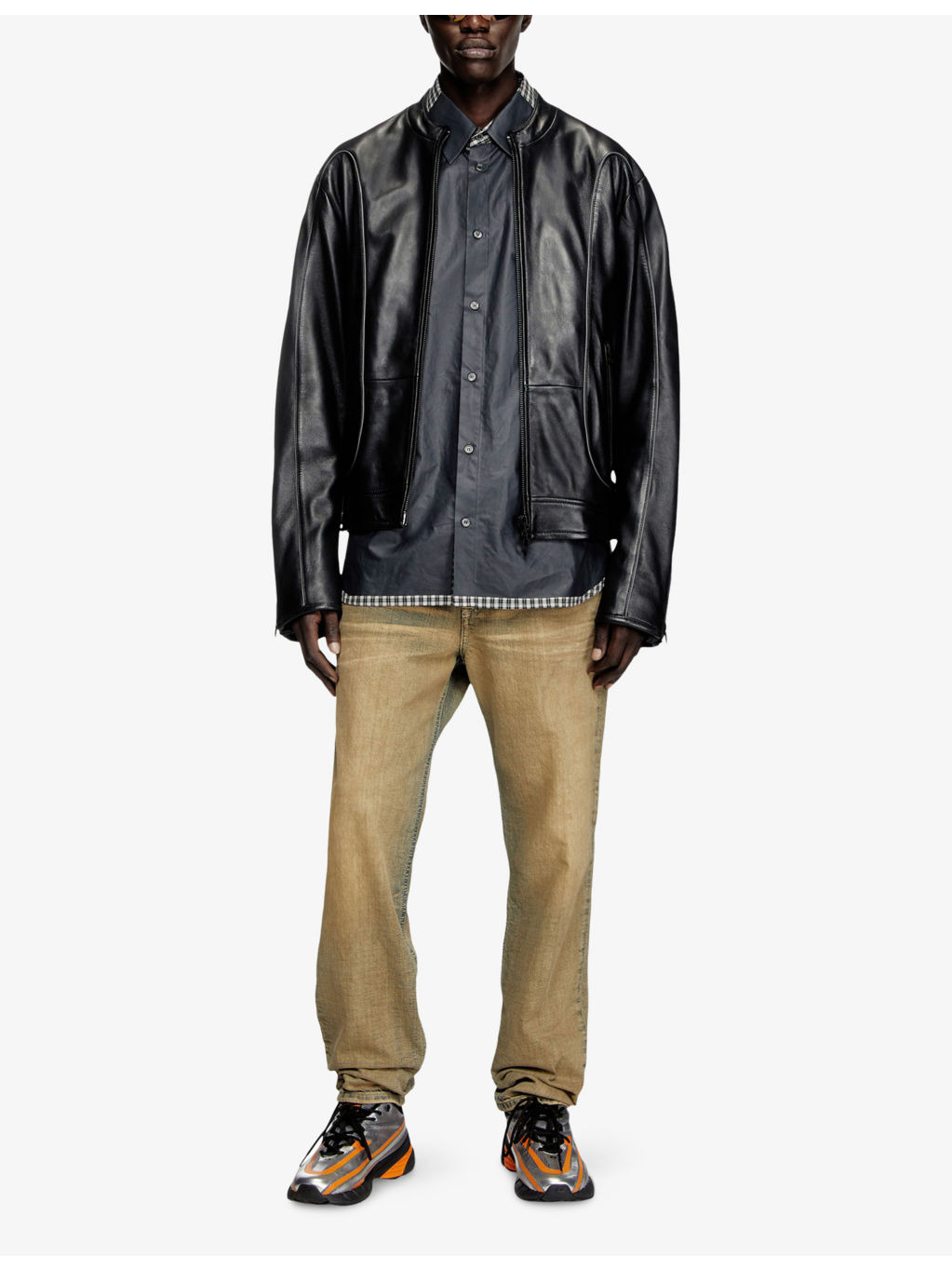 L-Krixy Brand-Embossed Regular-Fit Leather Jacket - 2