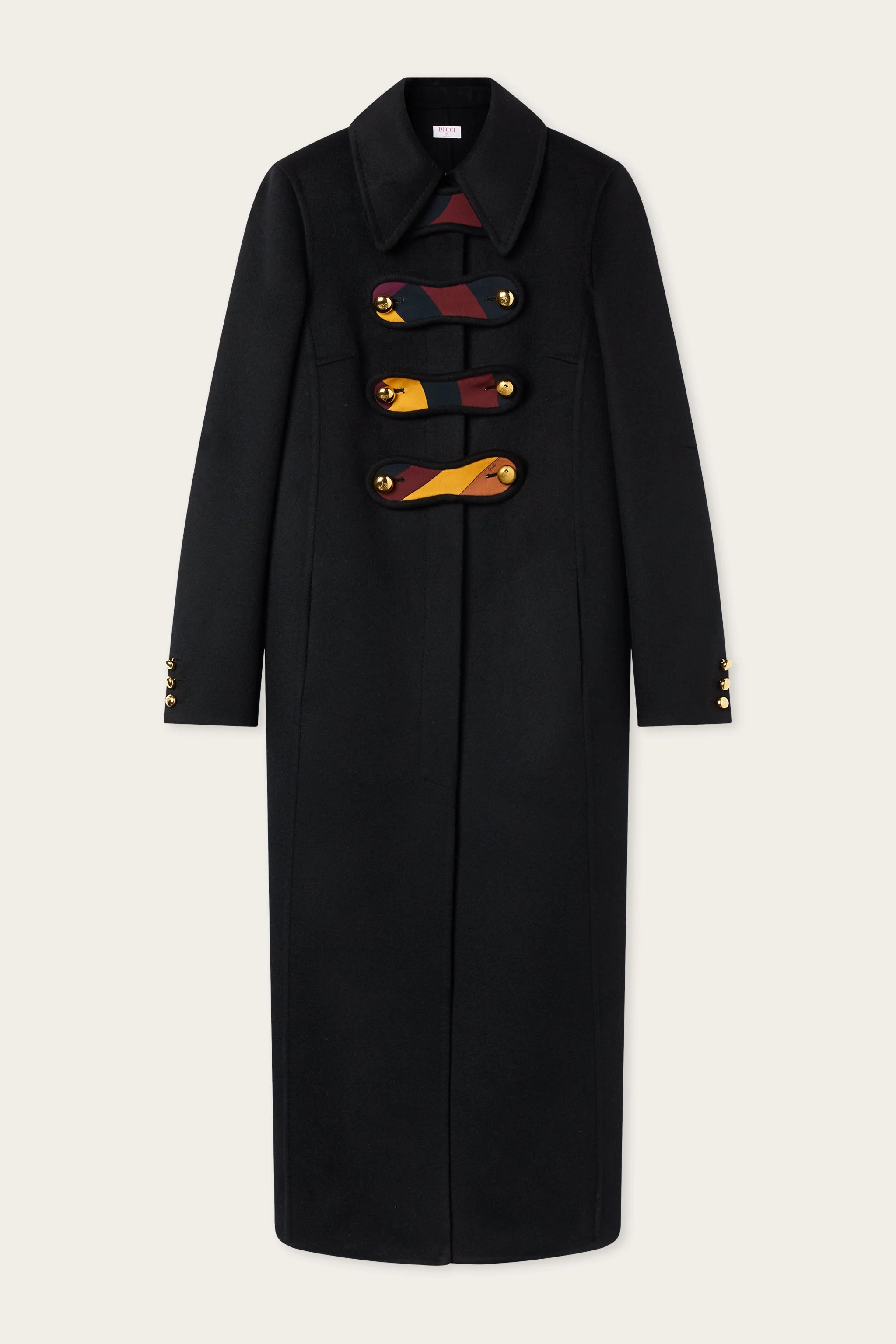 WOOL COAT WITH PRINTED DETAILS - 1