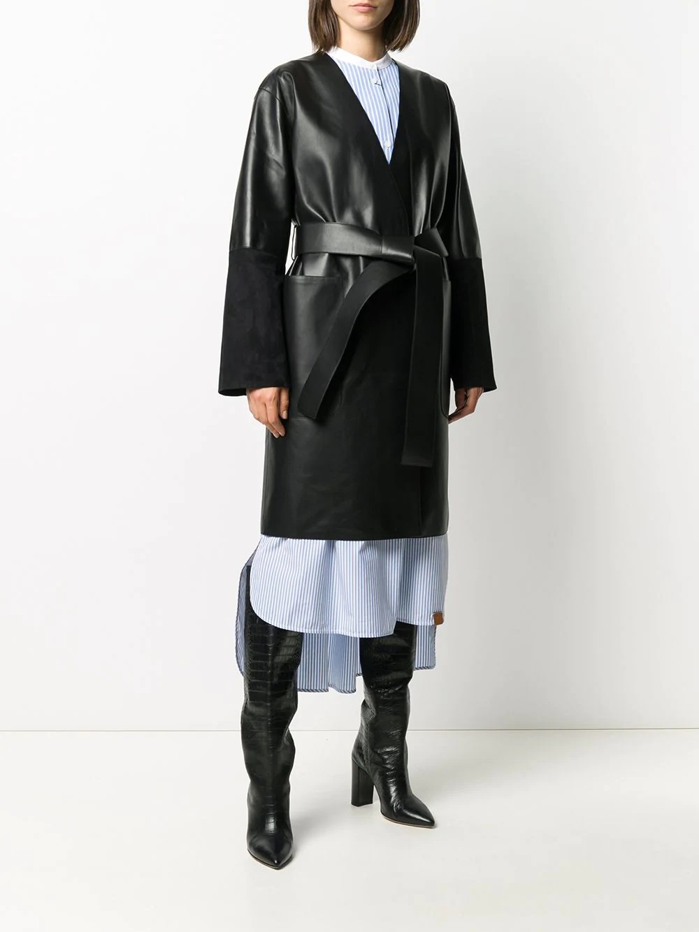  belted mid-length coat - 3