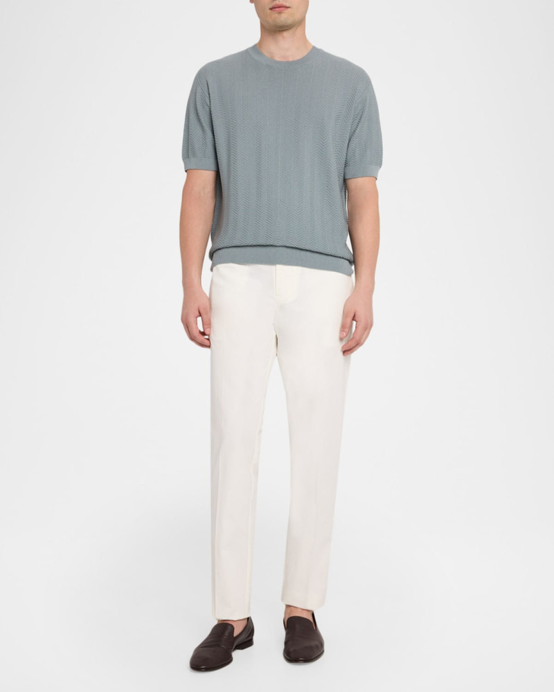 EMPORIO ARMANI Men's Cotton and Silk Flat Front Trousers outlook