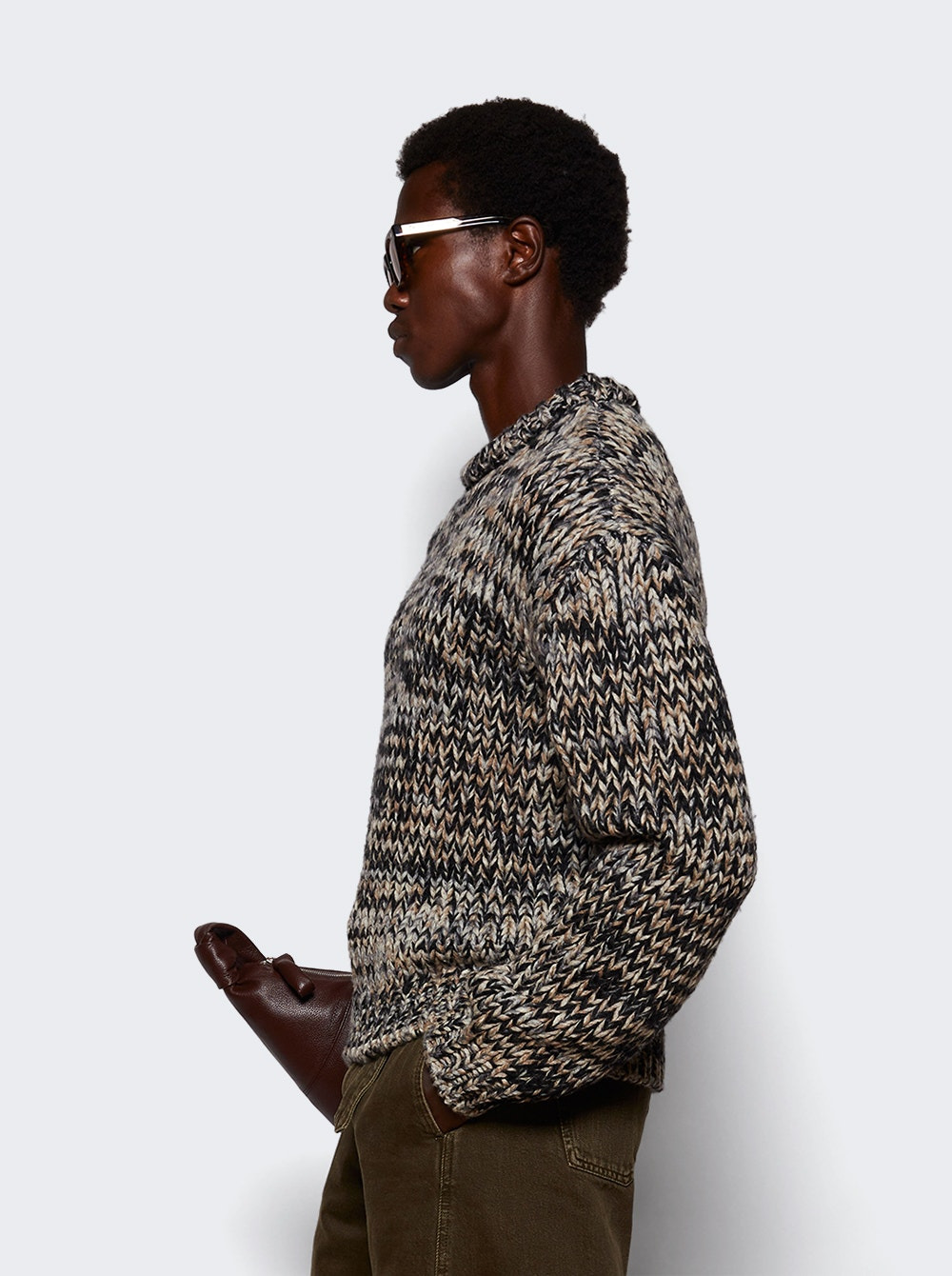 Boxy Crew Neck Sweater Black Mélange - 3