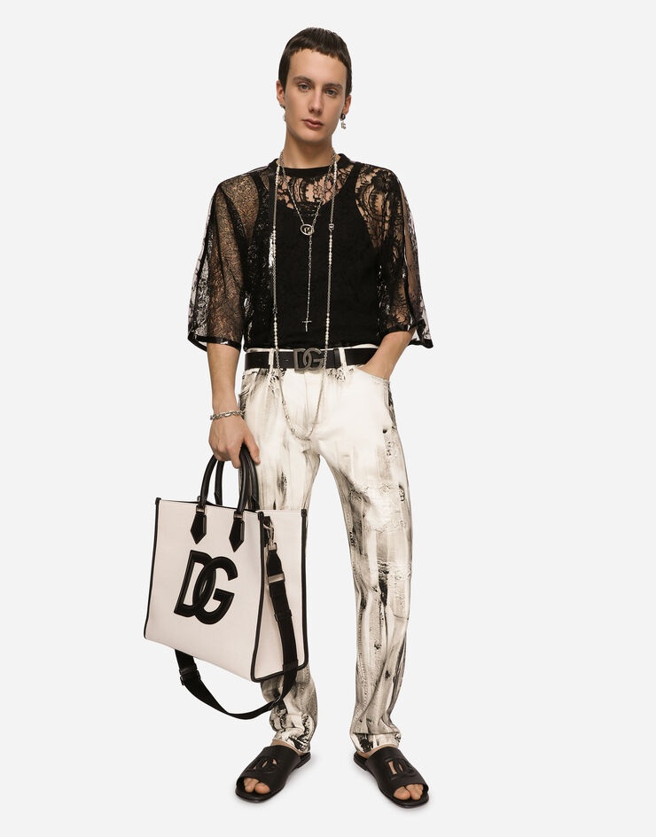 Canvas shopper with calfskin nappa details - 2