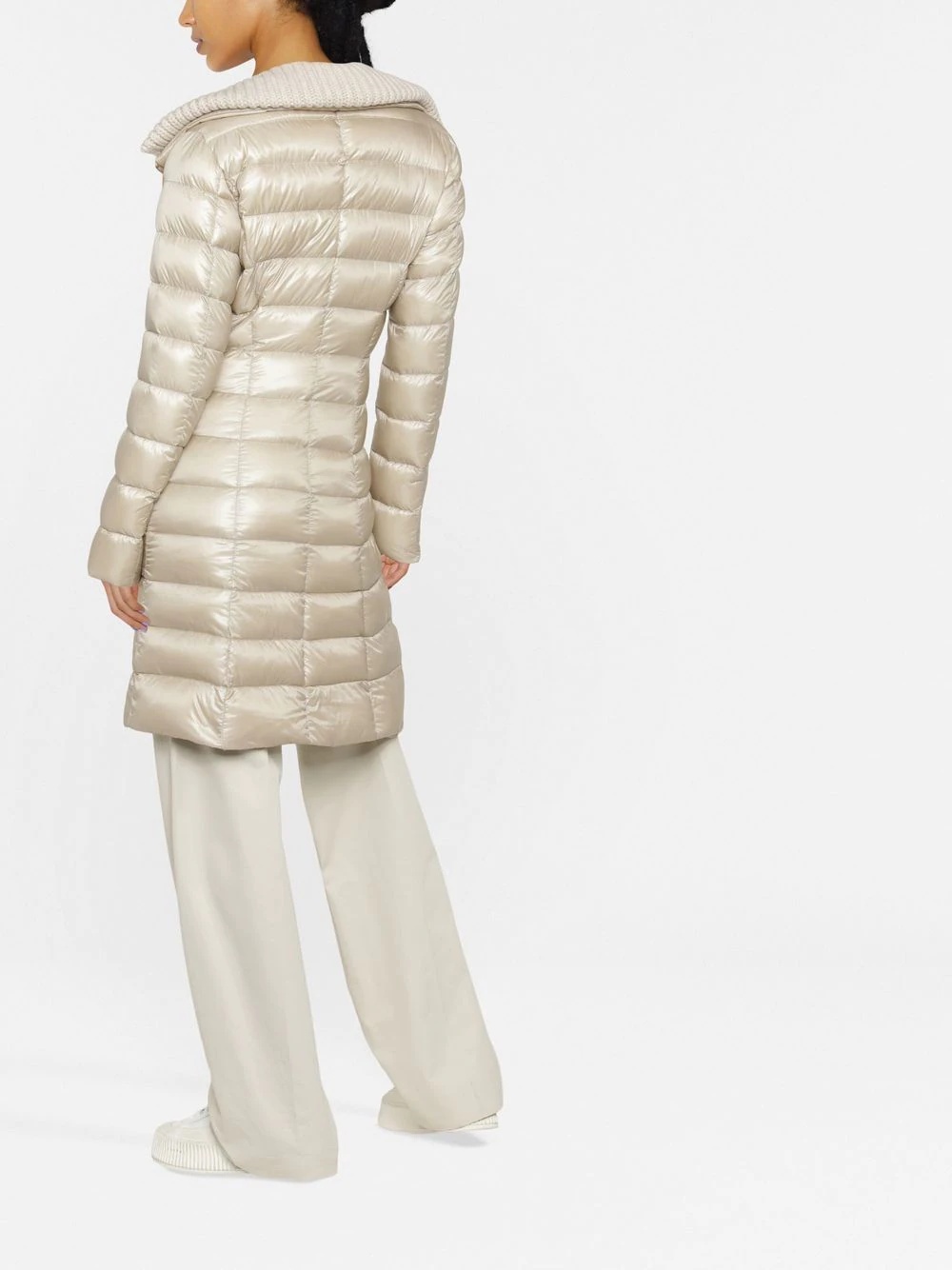 knitted-collar padded coat - 4