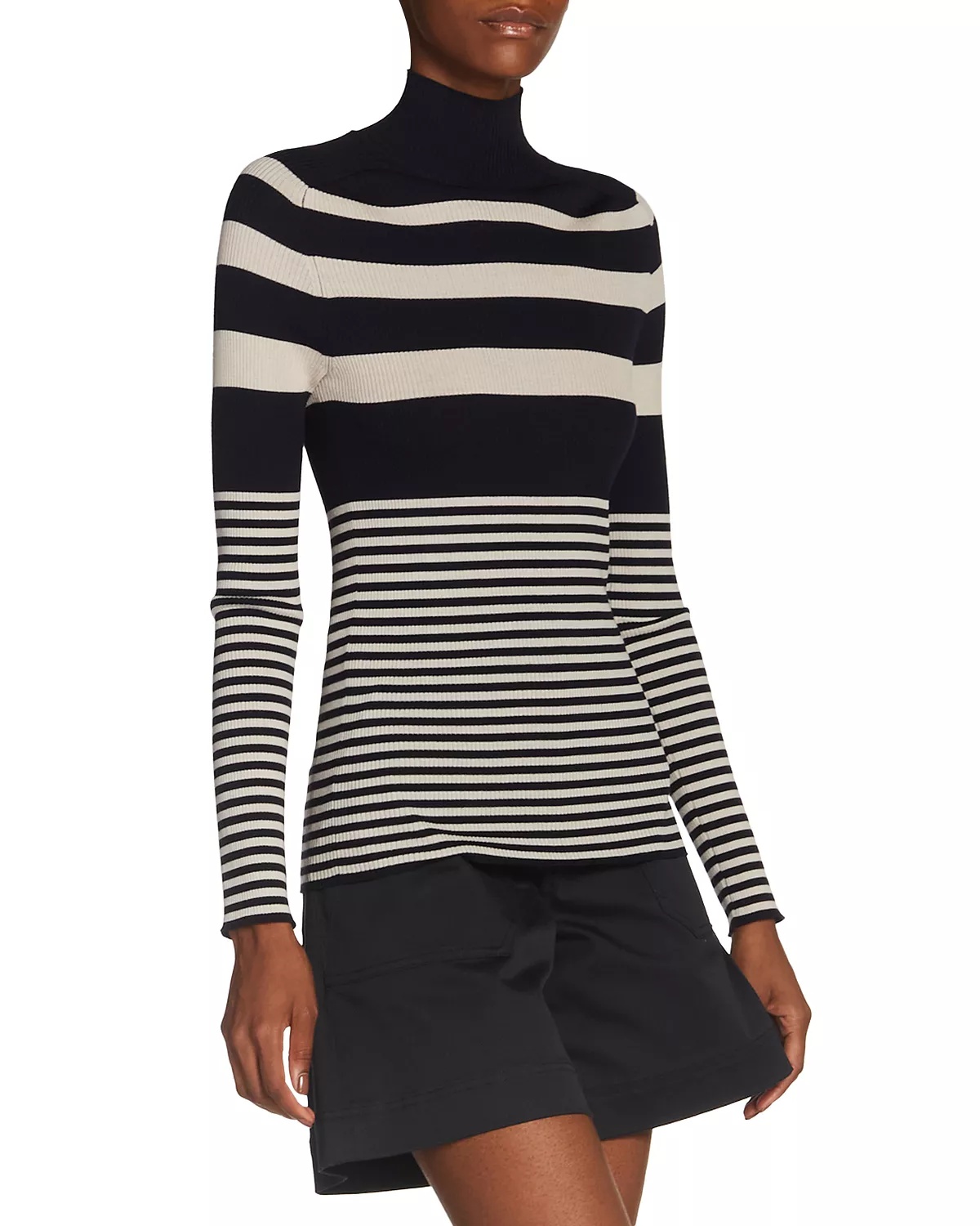 Striped Mock Neck Sweater - 4