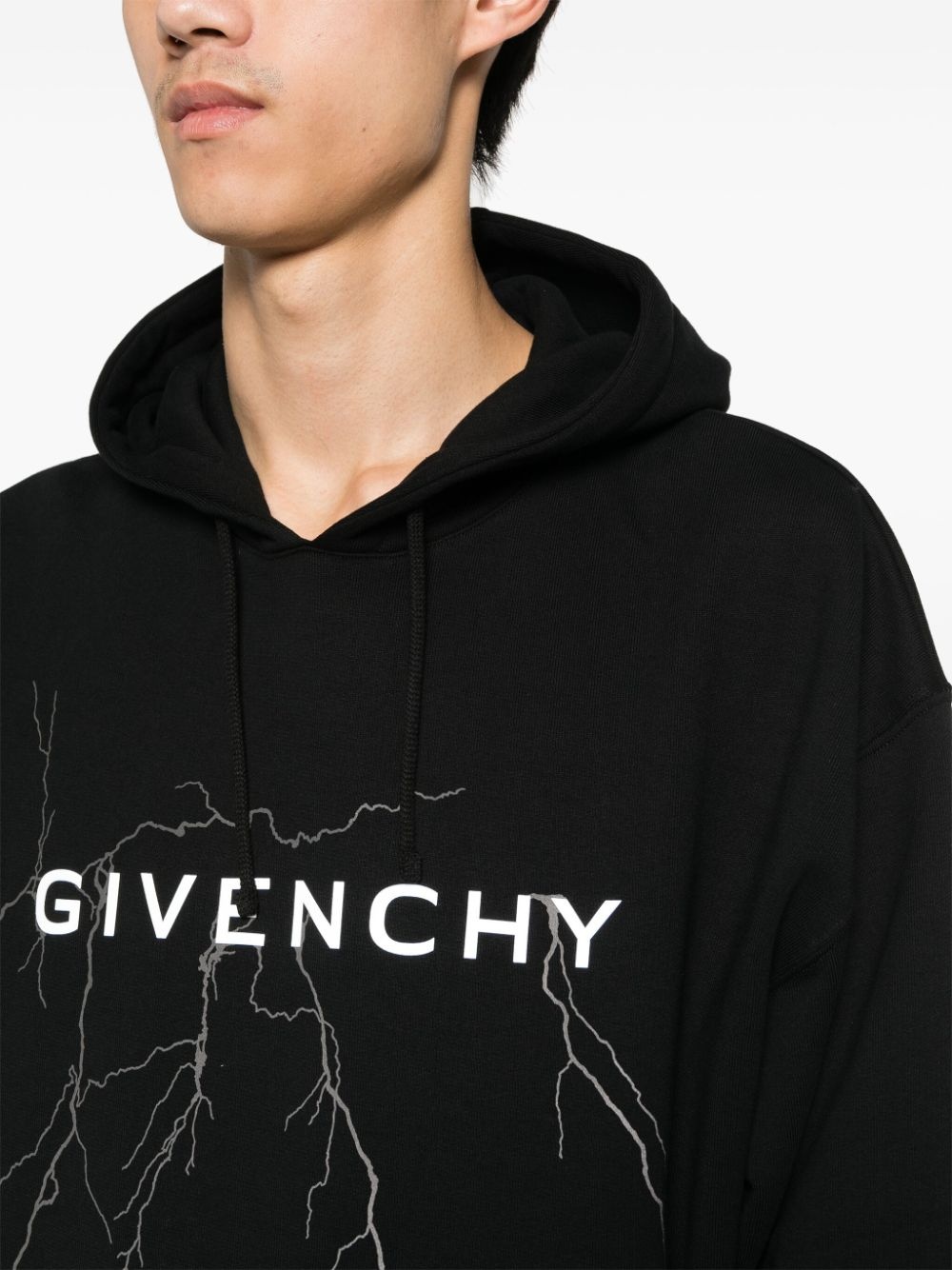 thunderbolt-print cotton hoodie - 5