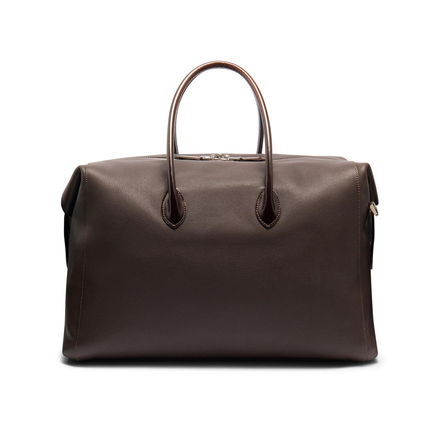 Dark brown tumbled leather weekend bag - 5