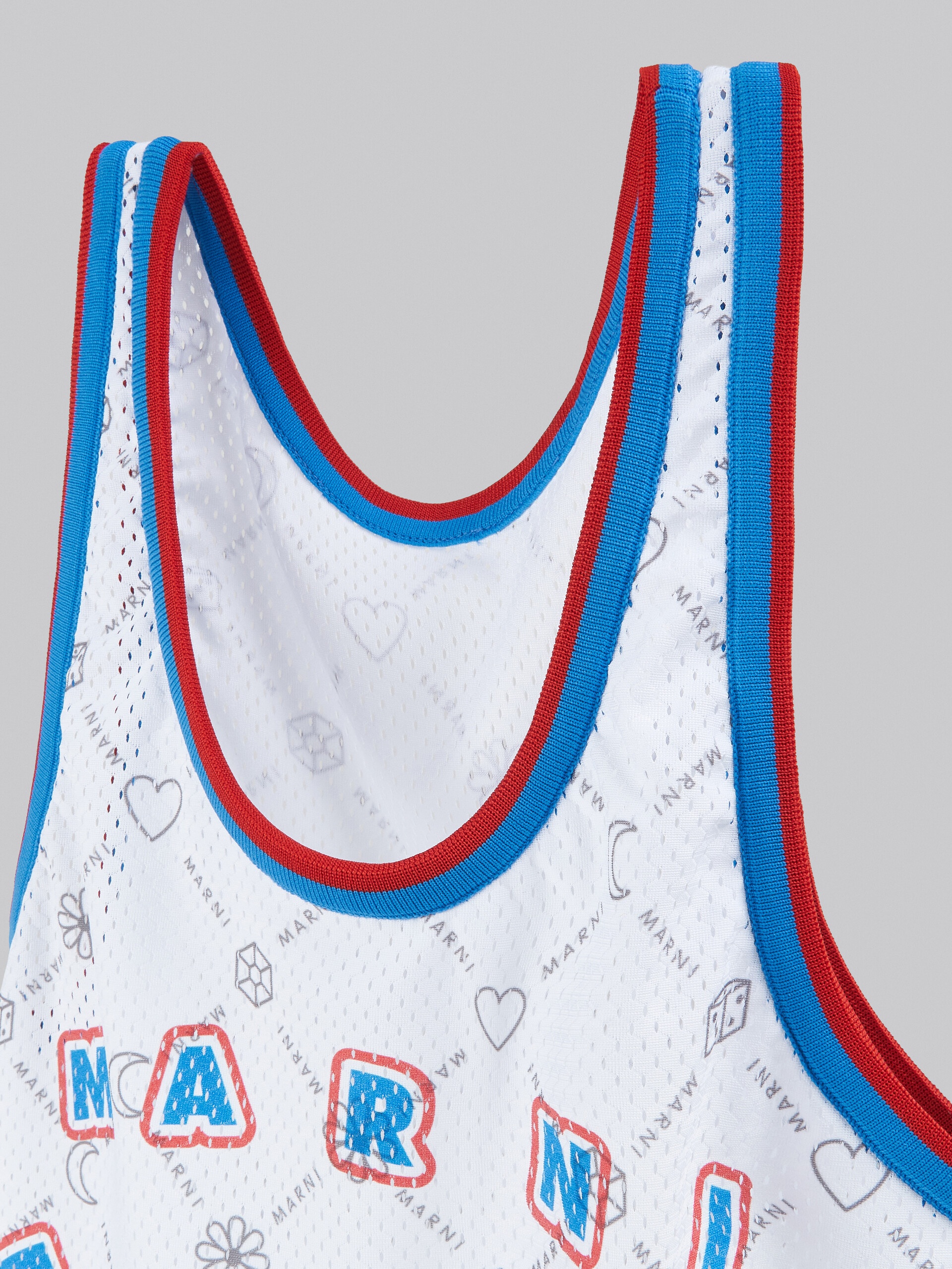WHITE TANK-TOP SHOPPING BAG WITH MARNIGRAM PRINT - 4