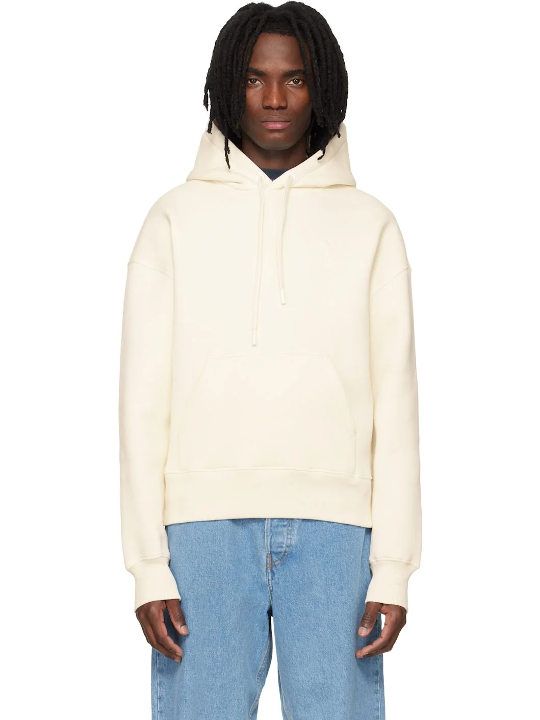 Off-White Cotton Embossed Ami De Coeur Hoodie - 1