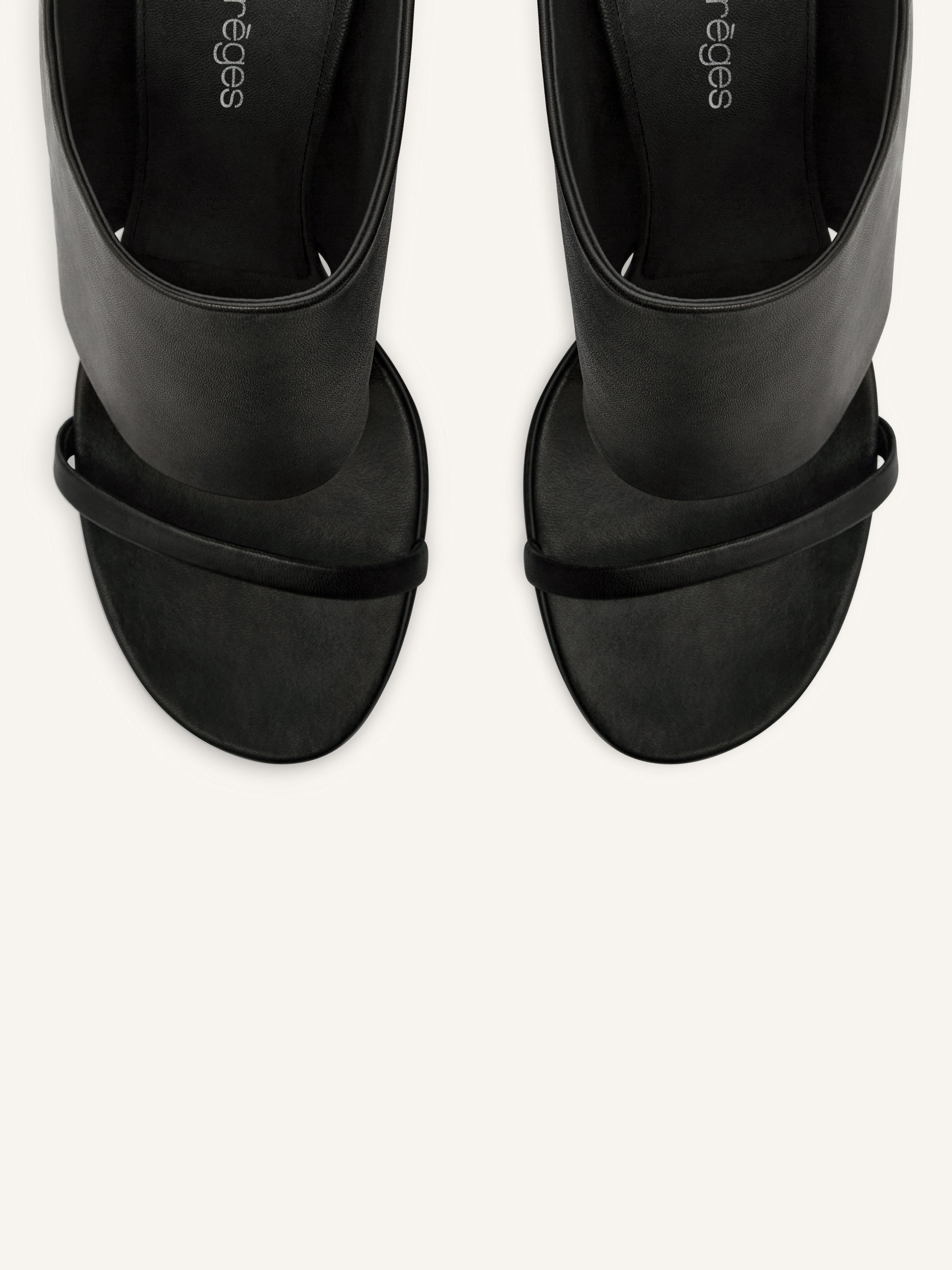 OBLIQUE WEDGED LEATHER MULES - 5