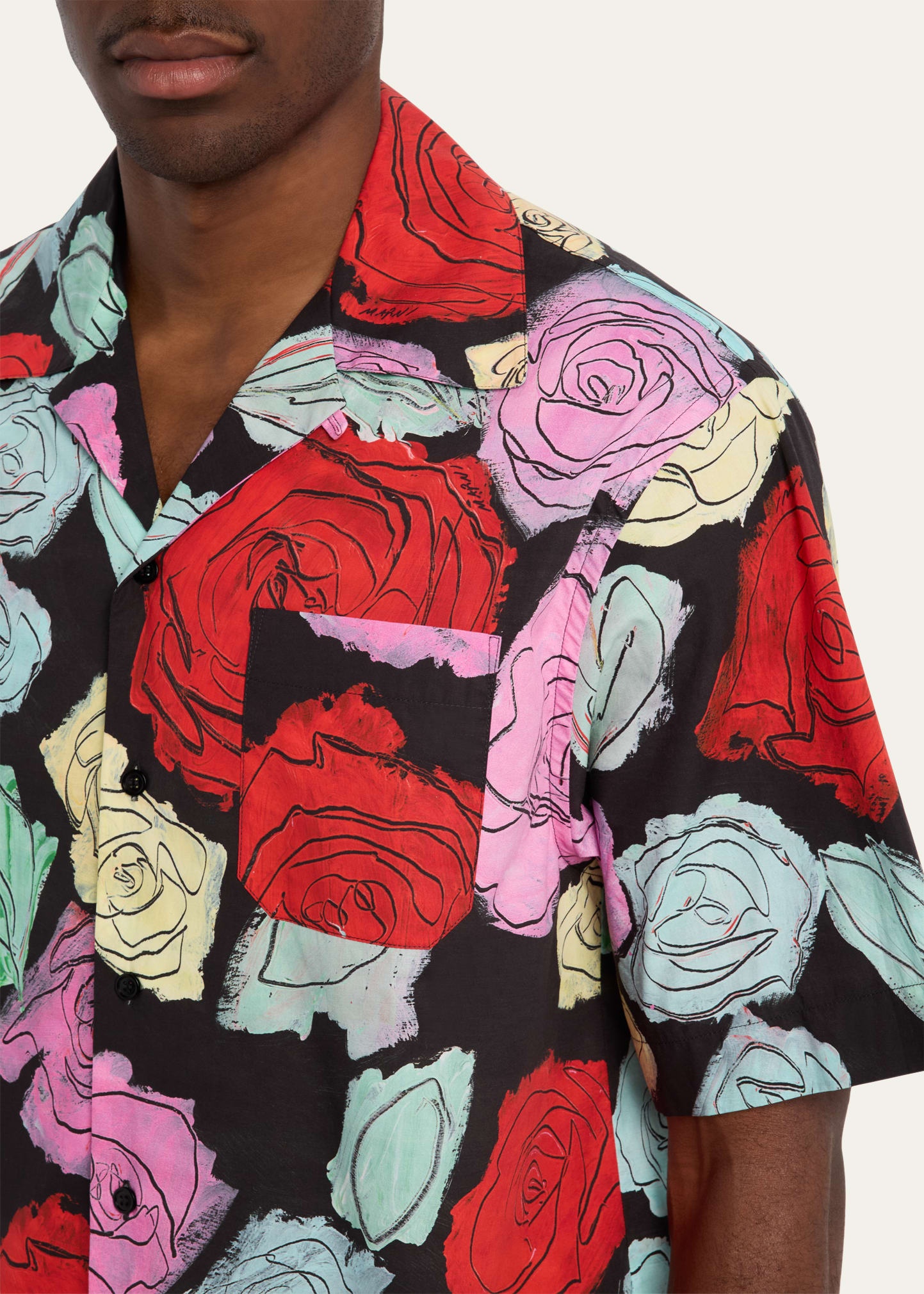 Men's Medium Roses Camp Shirt - 5