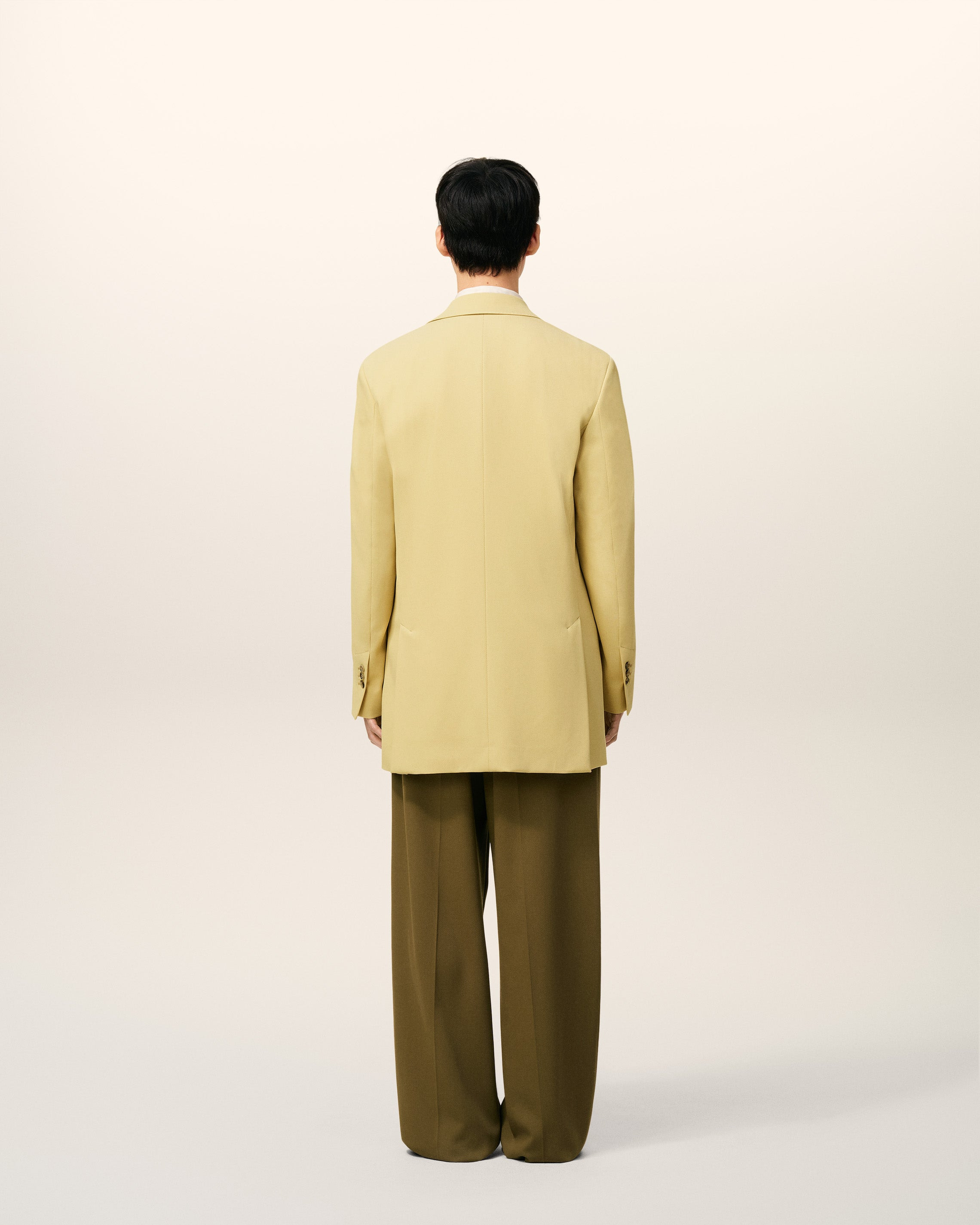 GREEN WOOL LOOSE DOUBLE BREASTED JACKET - 5