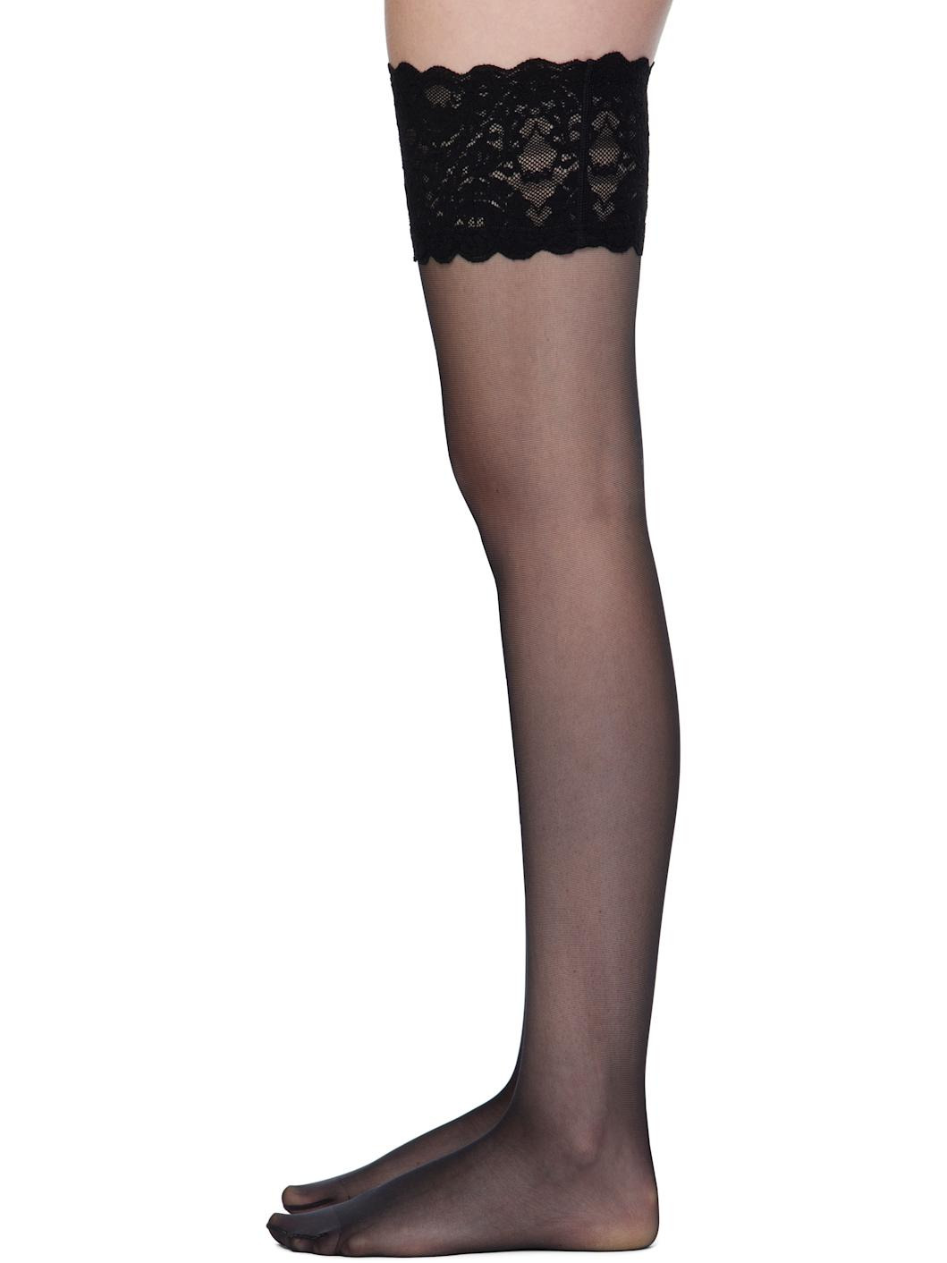 Black Satin Touch 20 Stay-Up Socks - 3