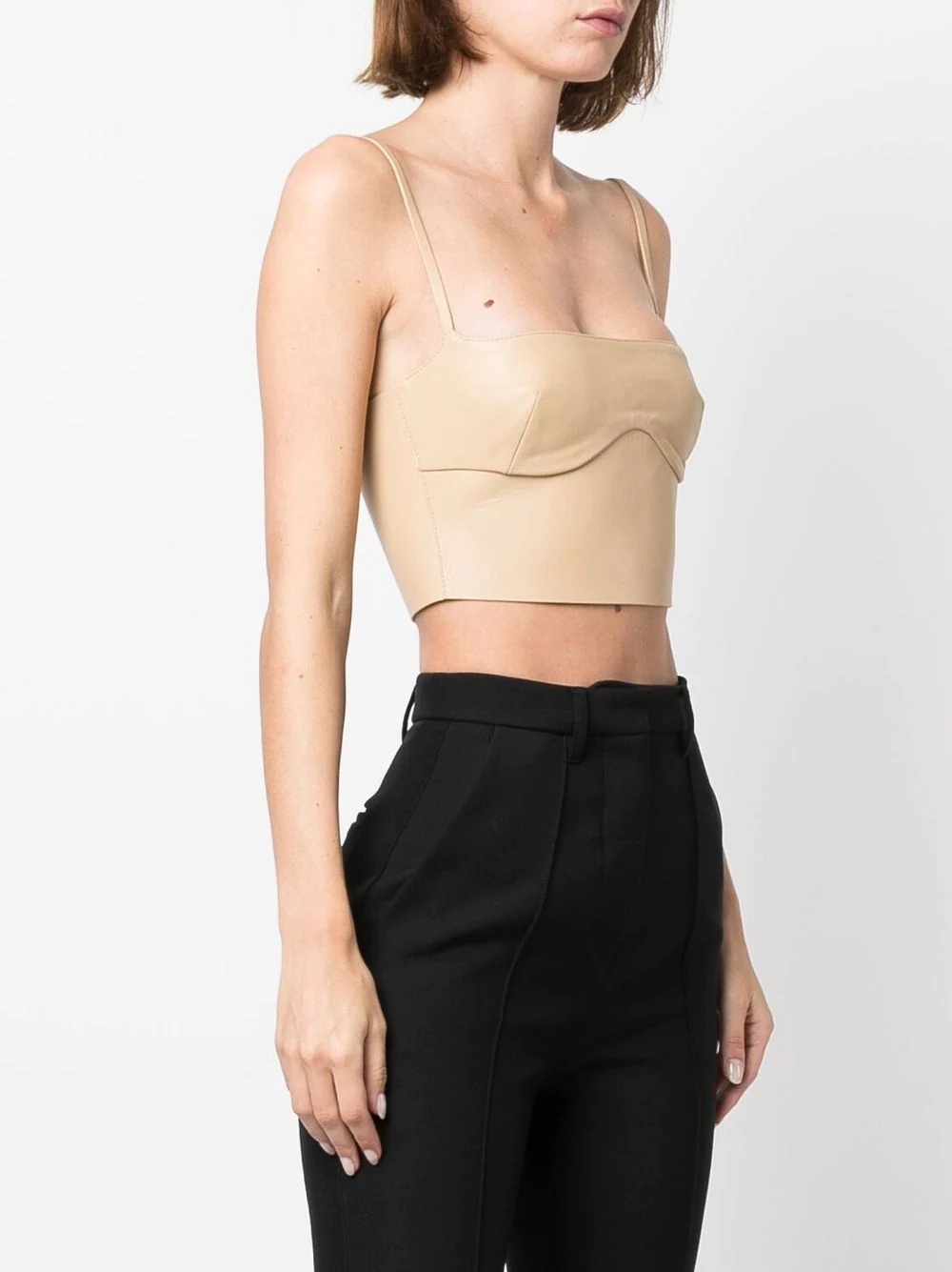 cropped leather bustier top - 3