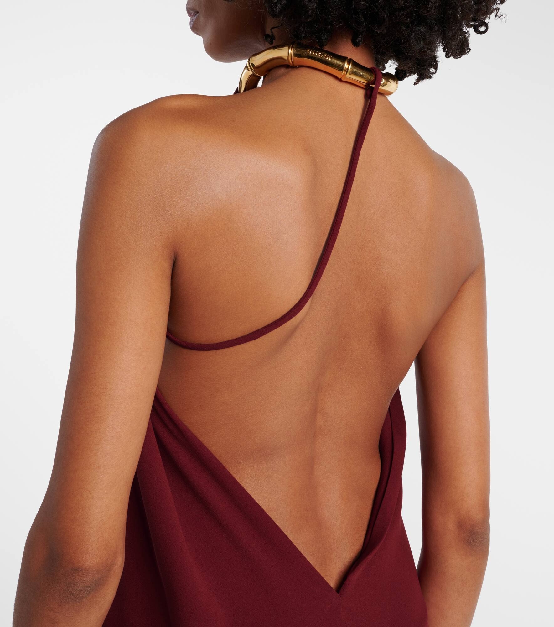 Draped silk crêpe sablé midi dress - 6