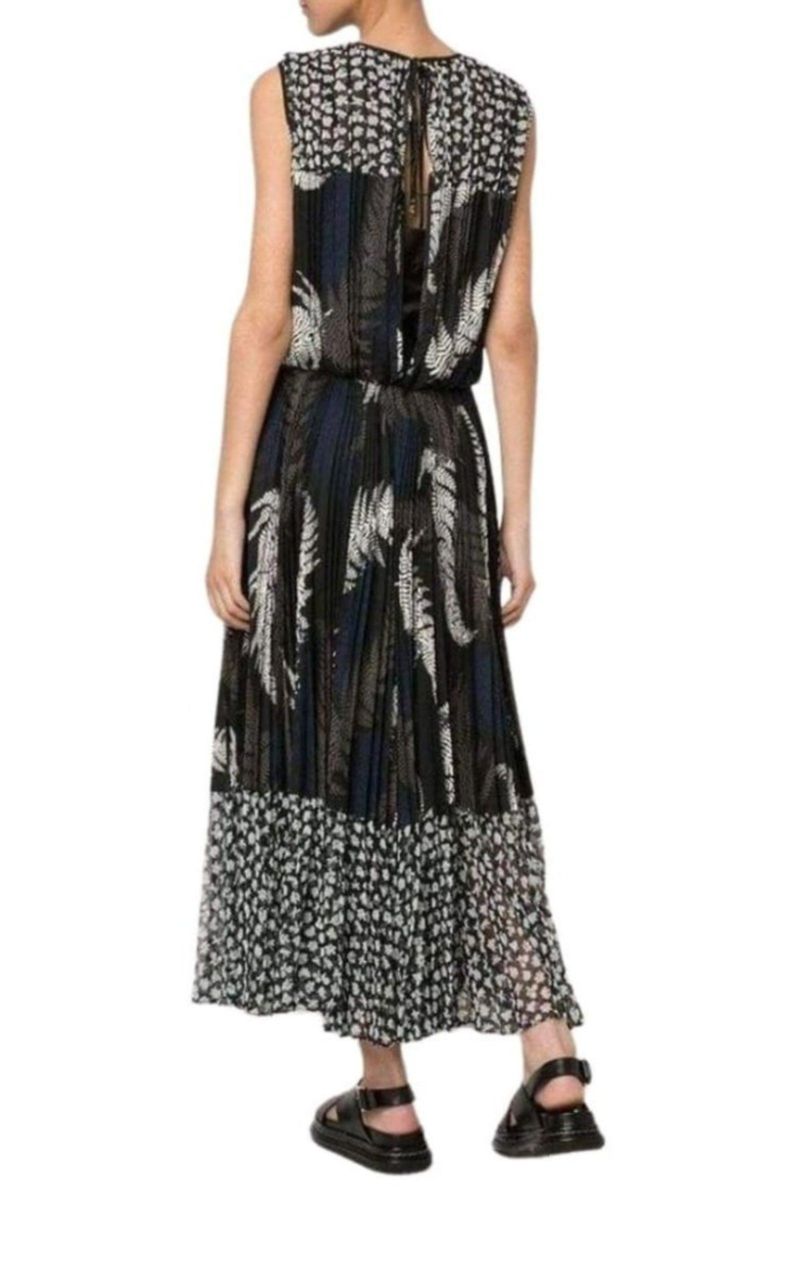 Mixed Print Pleated Maxi Dress - 4
