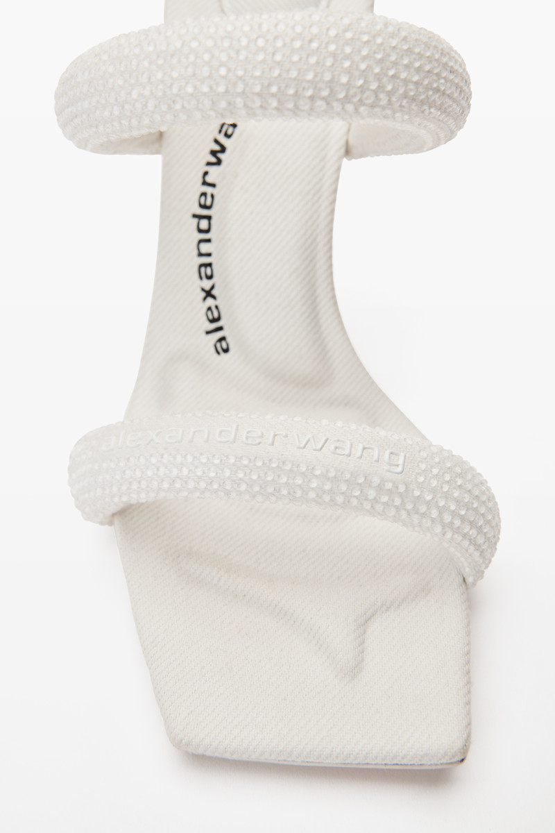 Alexander Wang julie 105mm denim crystal hotfix tubular sandal outlook