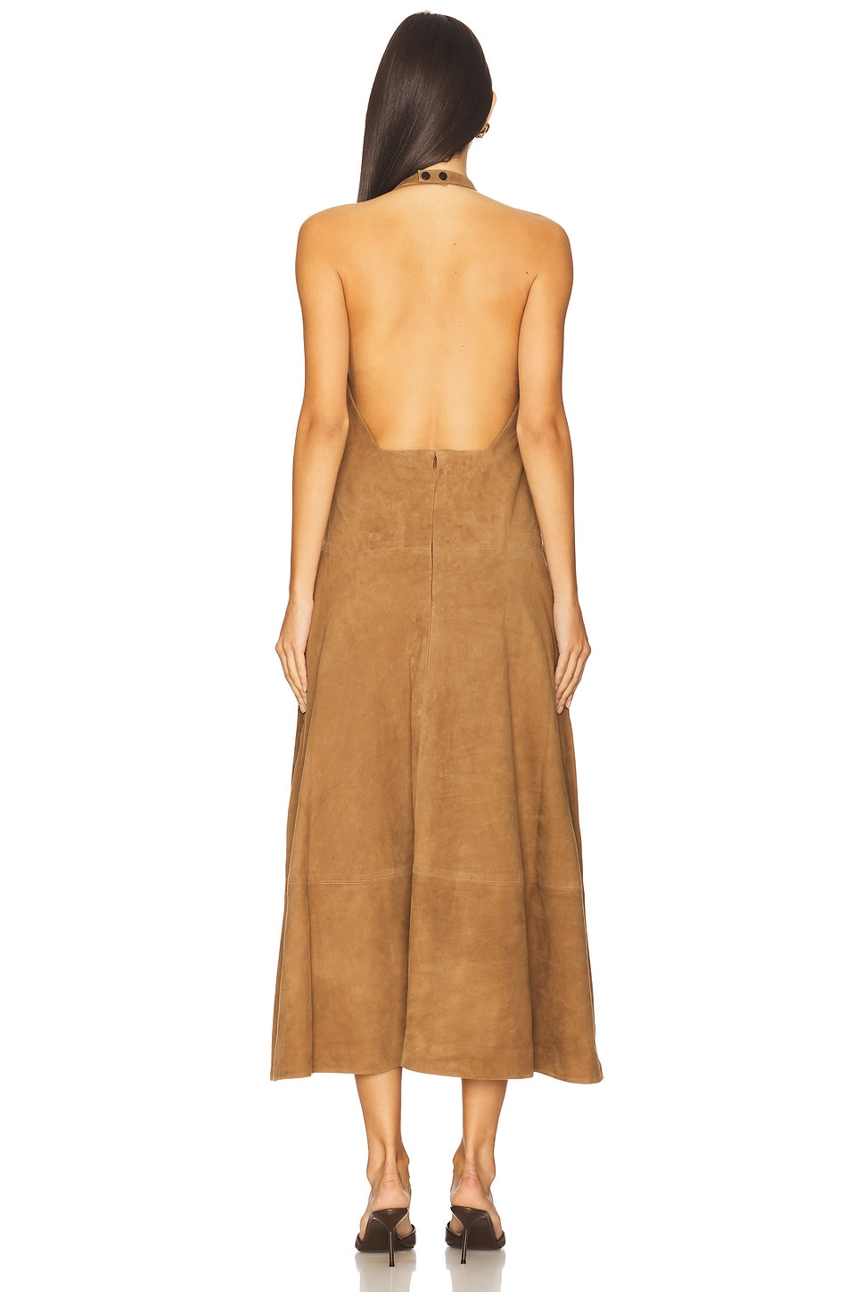 Suede Halter Plunge Dress - 3