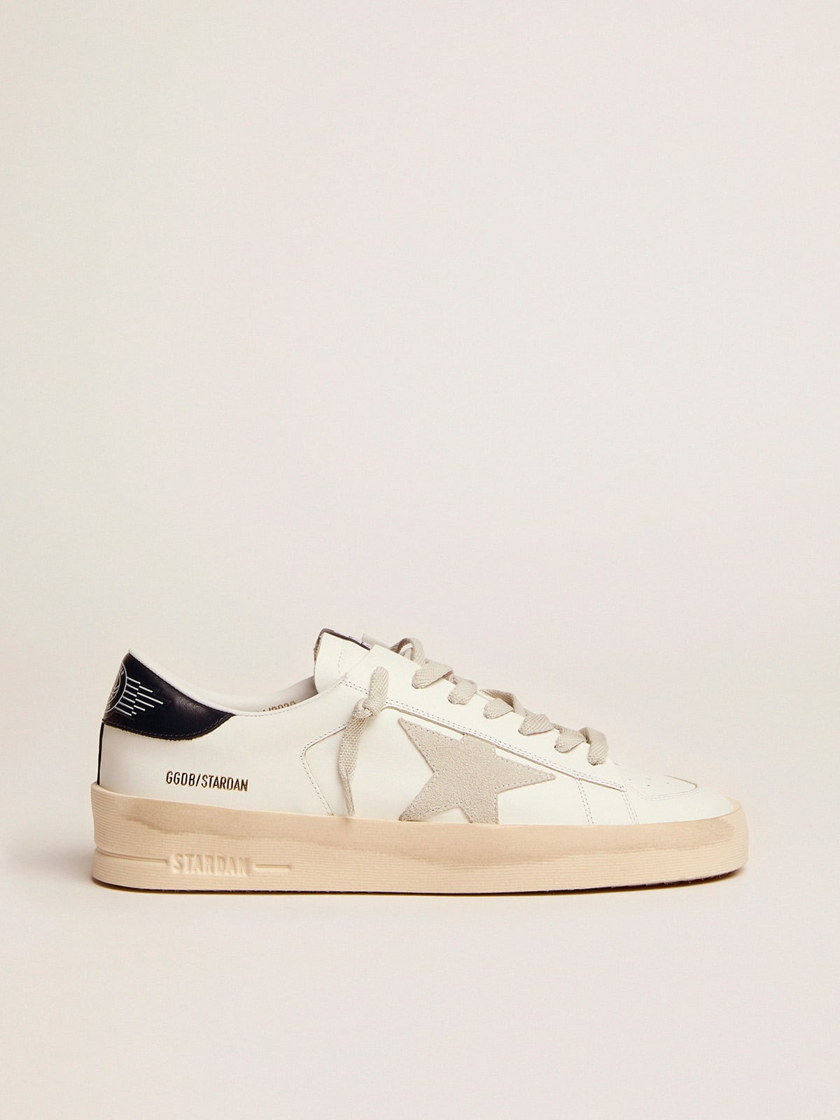 Men's Stardan with star in ice-gray suede and blu-navy heel tab - 1