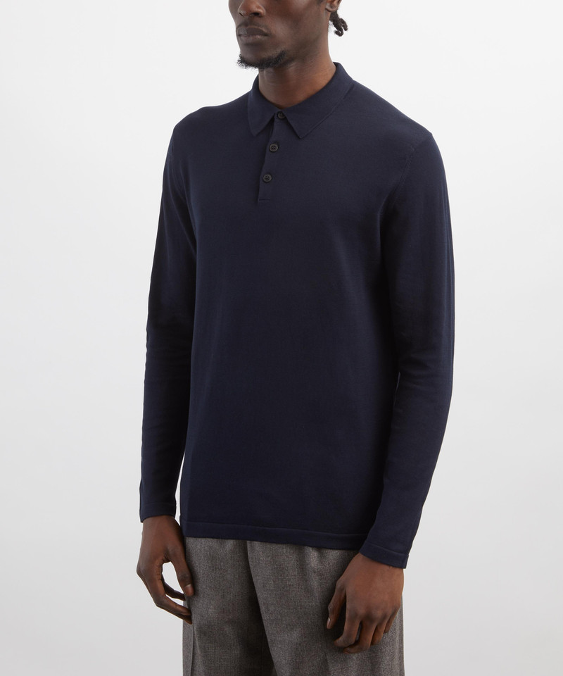 Sunspel Sea Island Navy Cotton Polo outlook