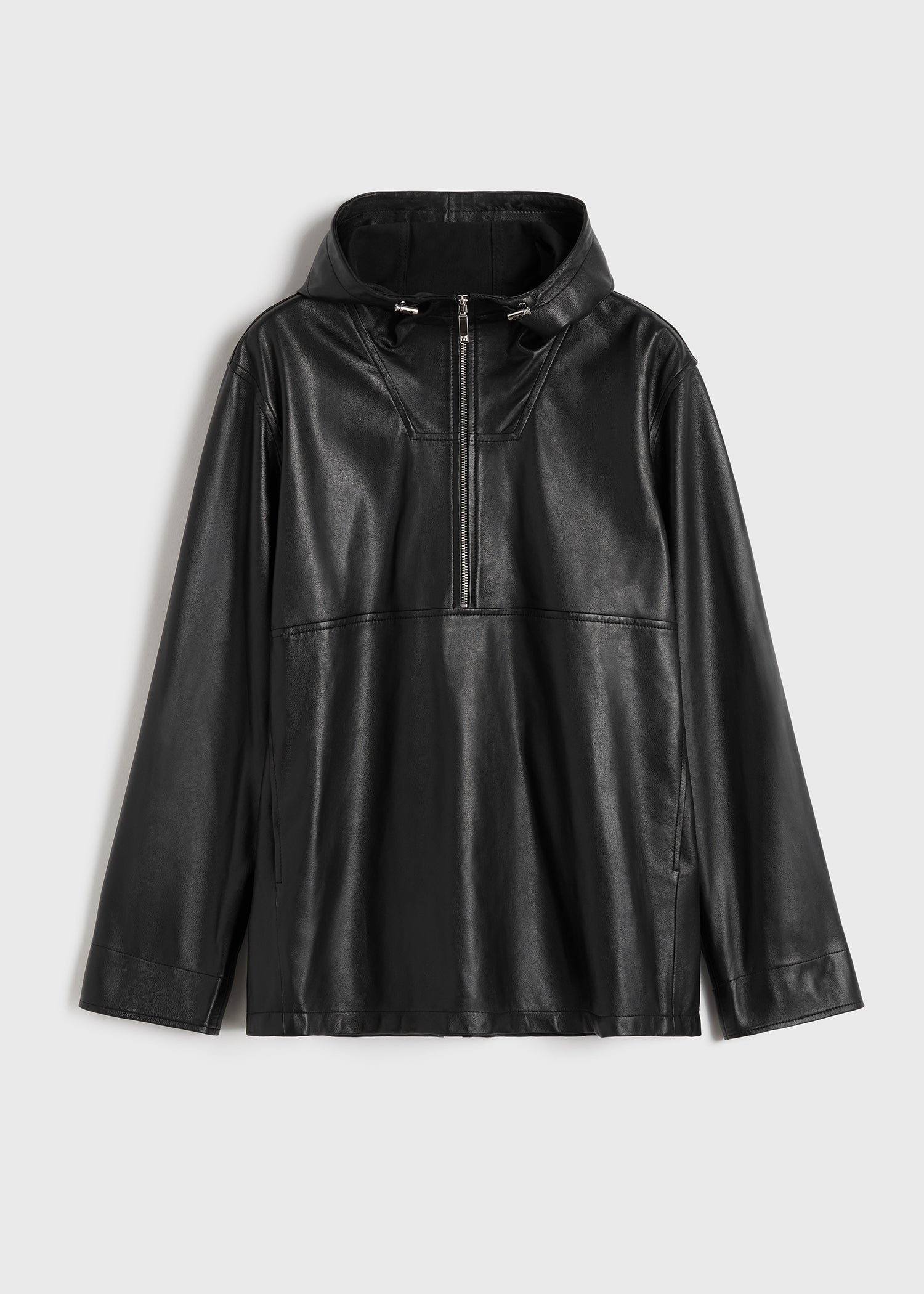 Half-zip leather anorak black - 1