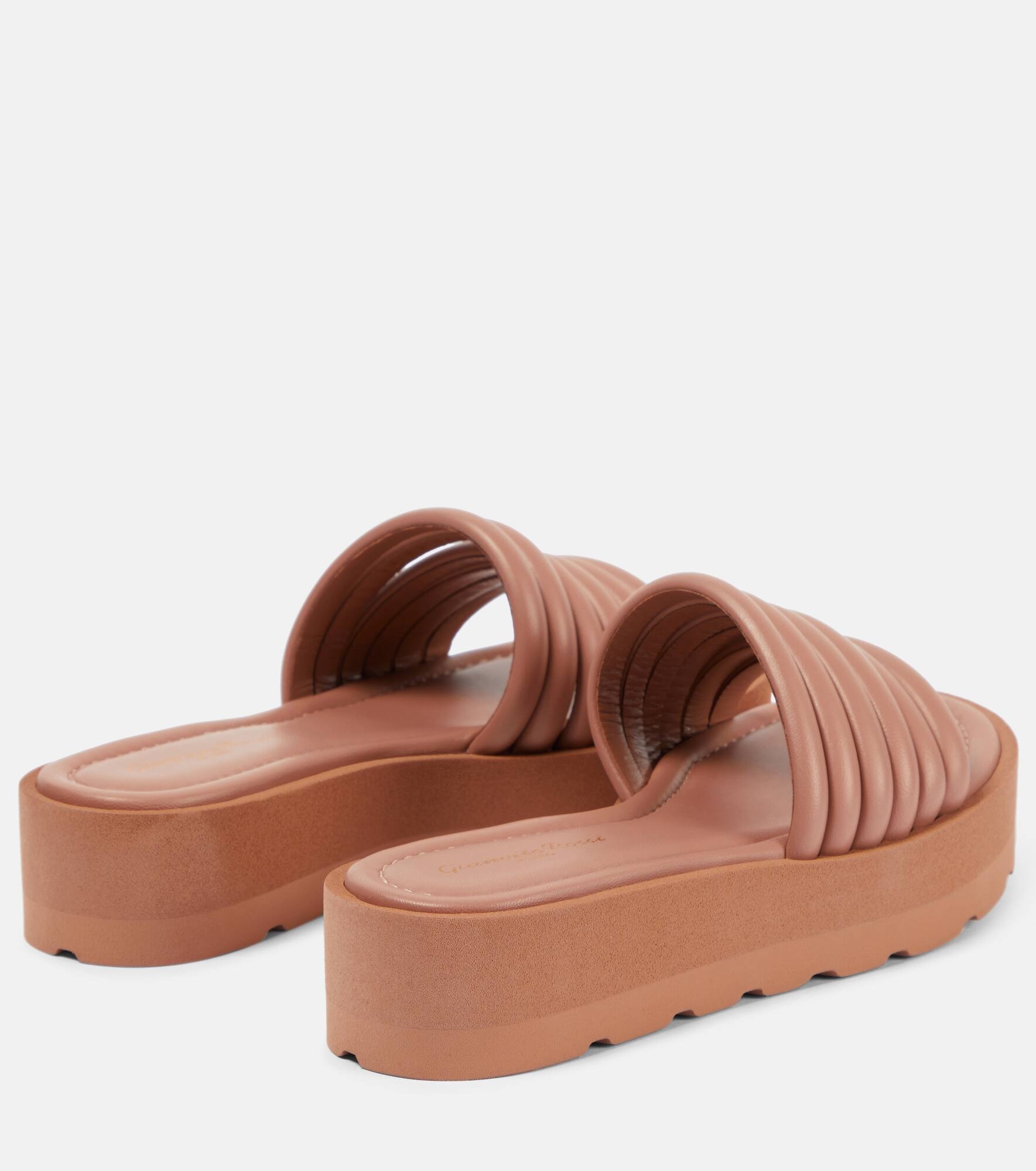 Leather platform sandals - 3