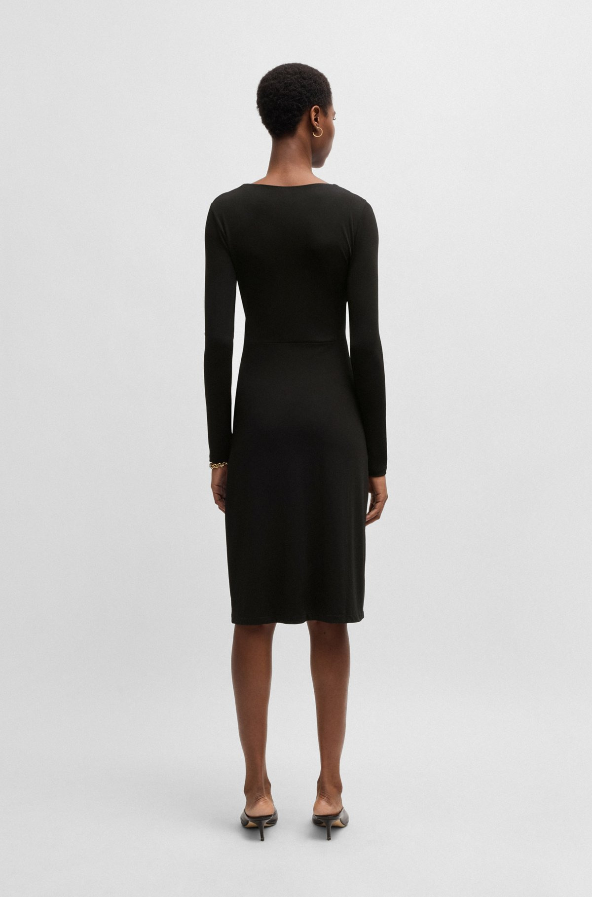 WRAP-FRONT DRESS IN STRETCH CREPE - 5