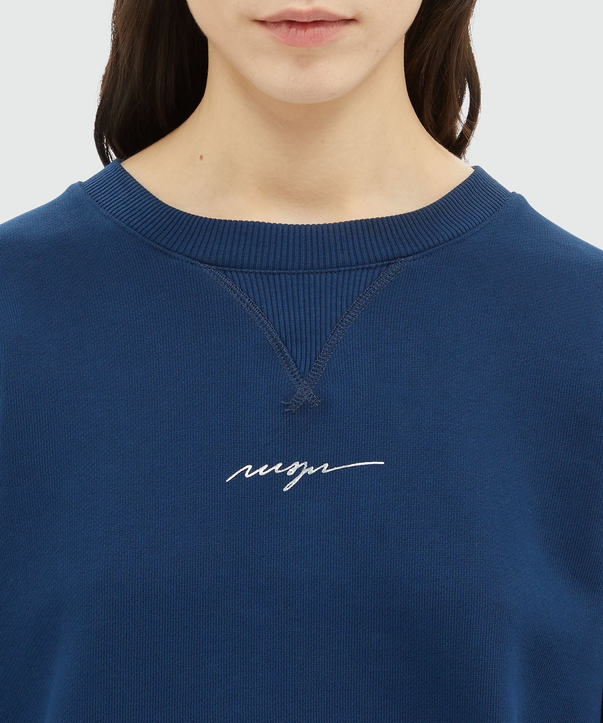 Blue jersey sweatshirt with mirco logo print - 5