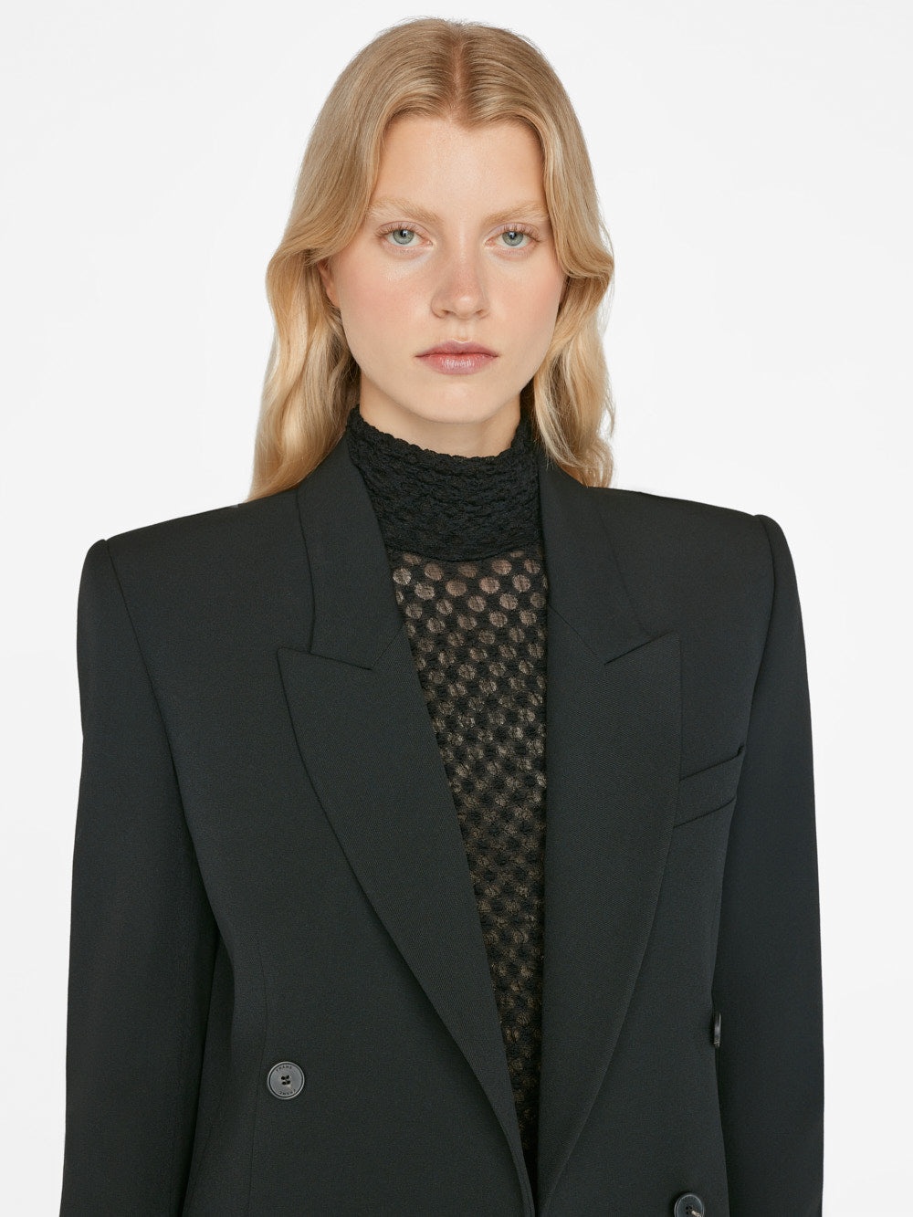 Double Breasted Slim Blazer in Noir - 10