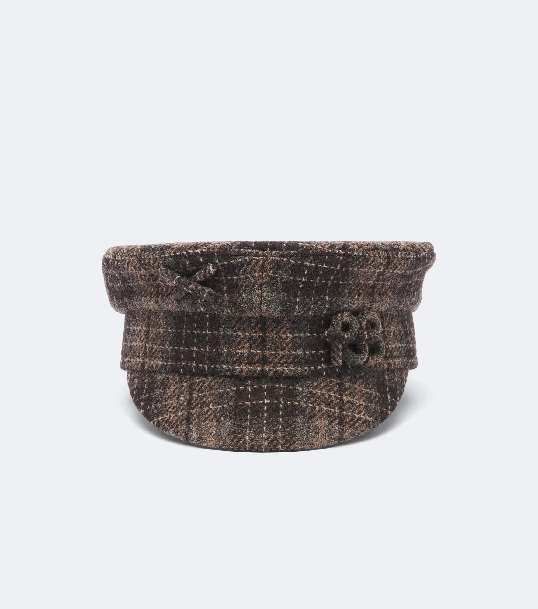 Logo checked wool newsboy cap - 1