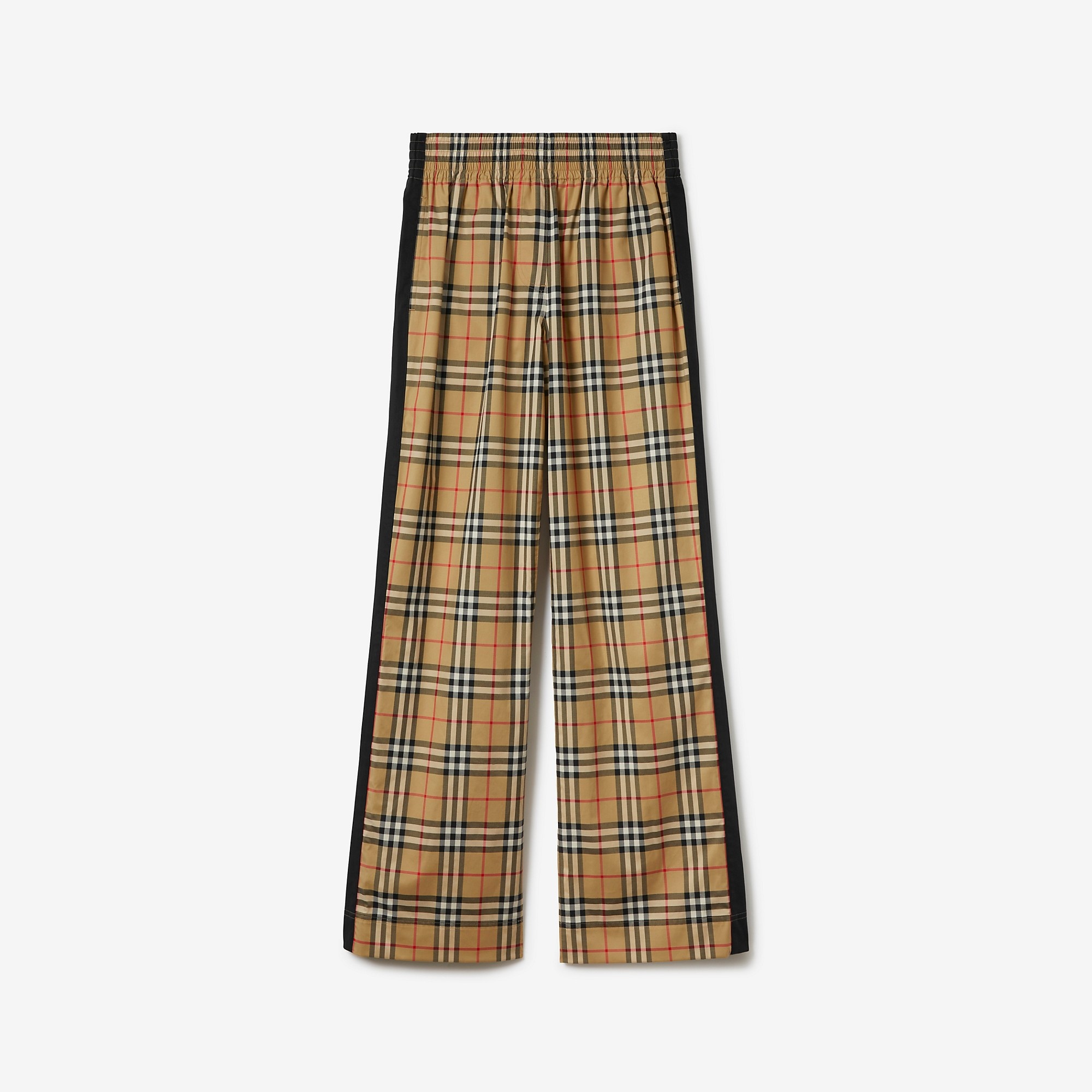 Side Stripe Vintage Check Stretch Cotton Trousers - 1