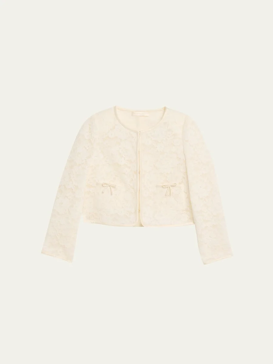 Junetta Floral Lace Cropped Jacket - 1