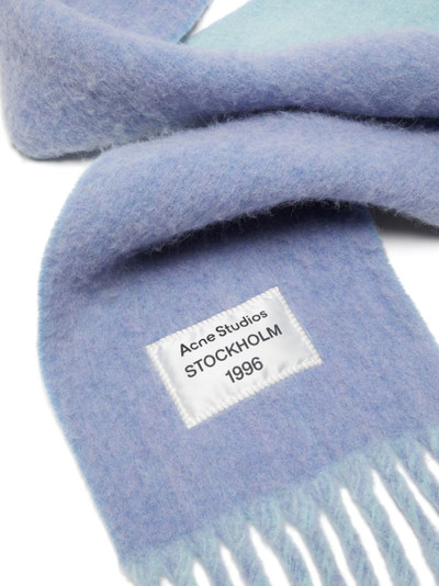 Acne Studios fringed logo scarf outlook