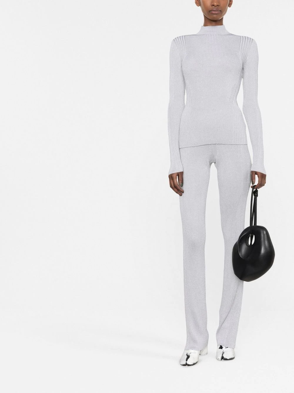 ribbed-knit slip-on trousers - 2