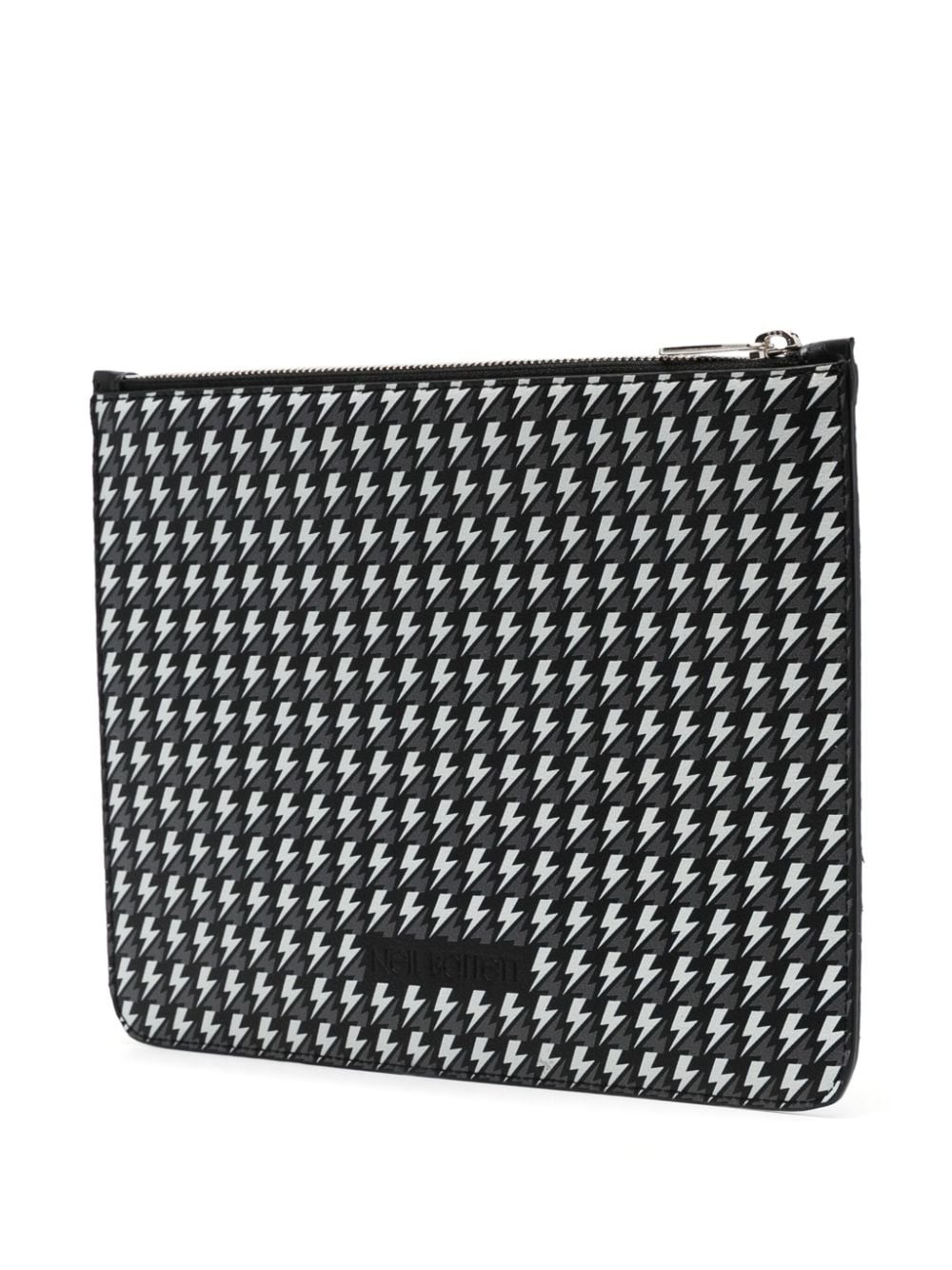 Thunderbolt-pattern leather clutch bag - 2
