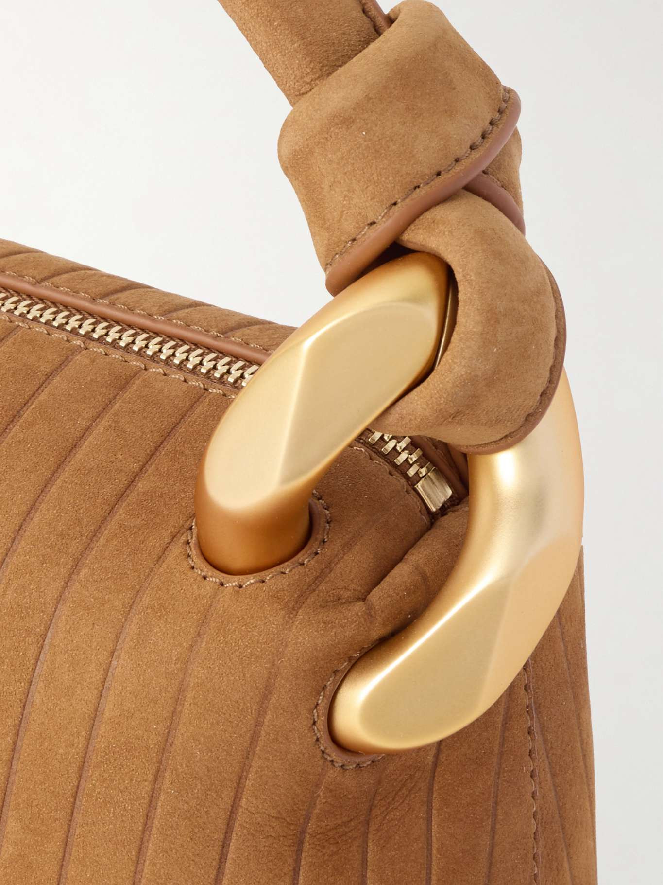 JWA Corner small chain-embellished ribbed nubuck shoulder bag Camel - 4