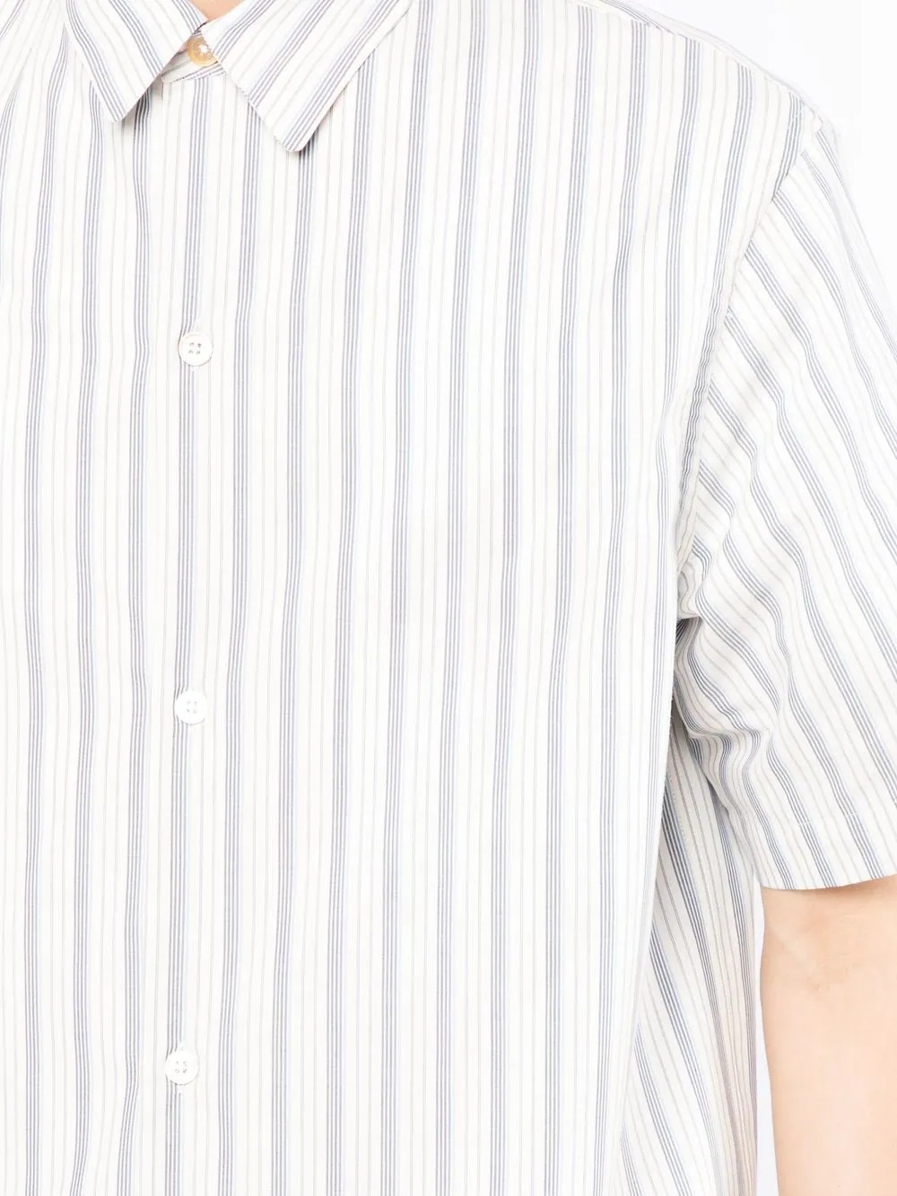 stripe-print drawstring shirt - 5