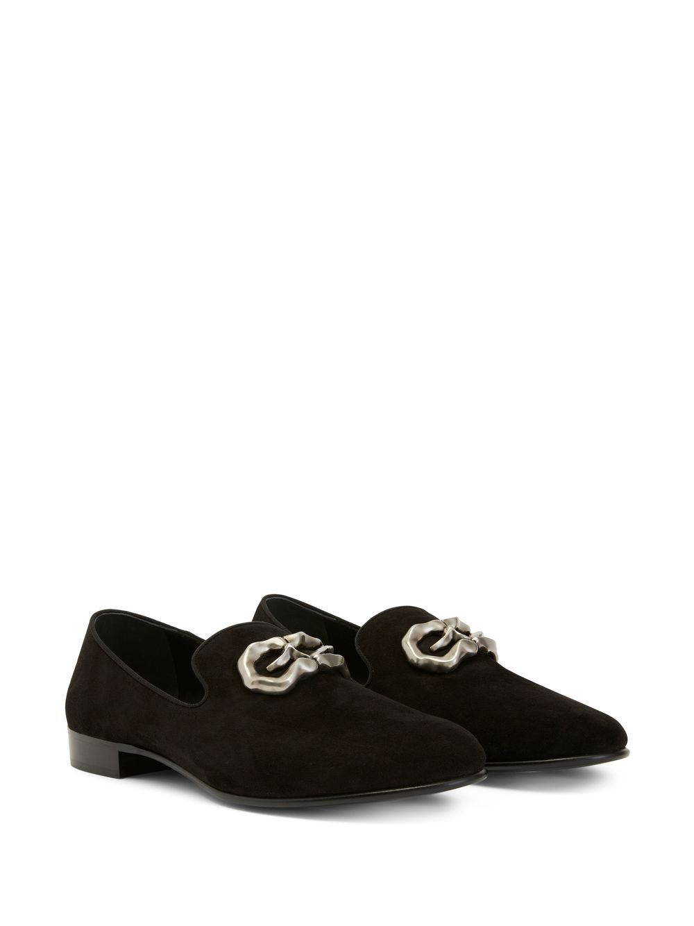 logo-plaque suede loafers - 2